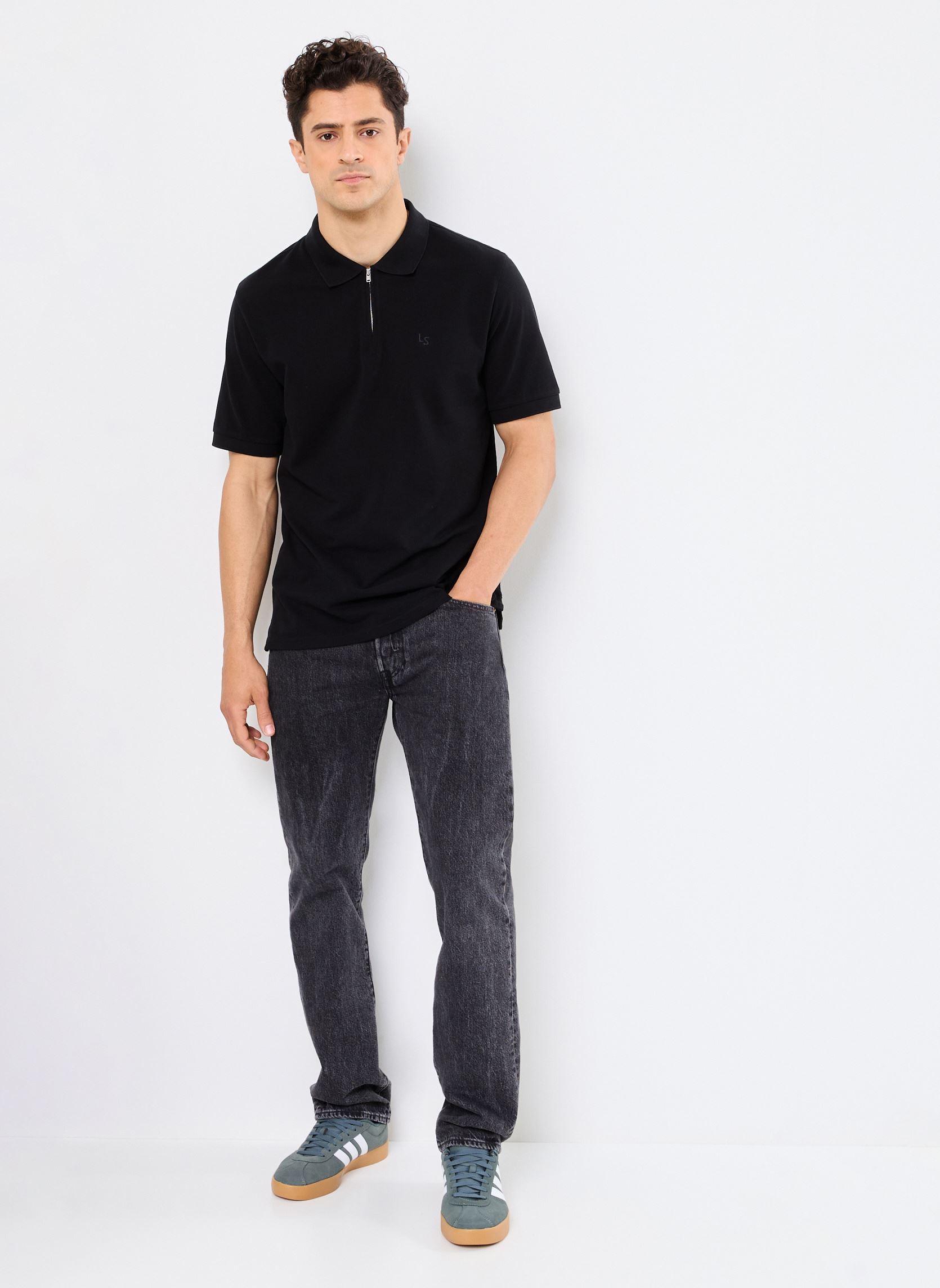 Kurzarm-Poloshirts ZIP POLO herren schwarz Levi's Kurzarm-Poloshirts ZIP POLO herren schwarz Mineral Black