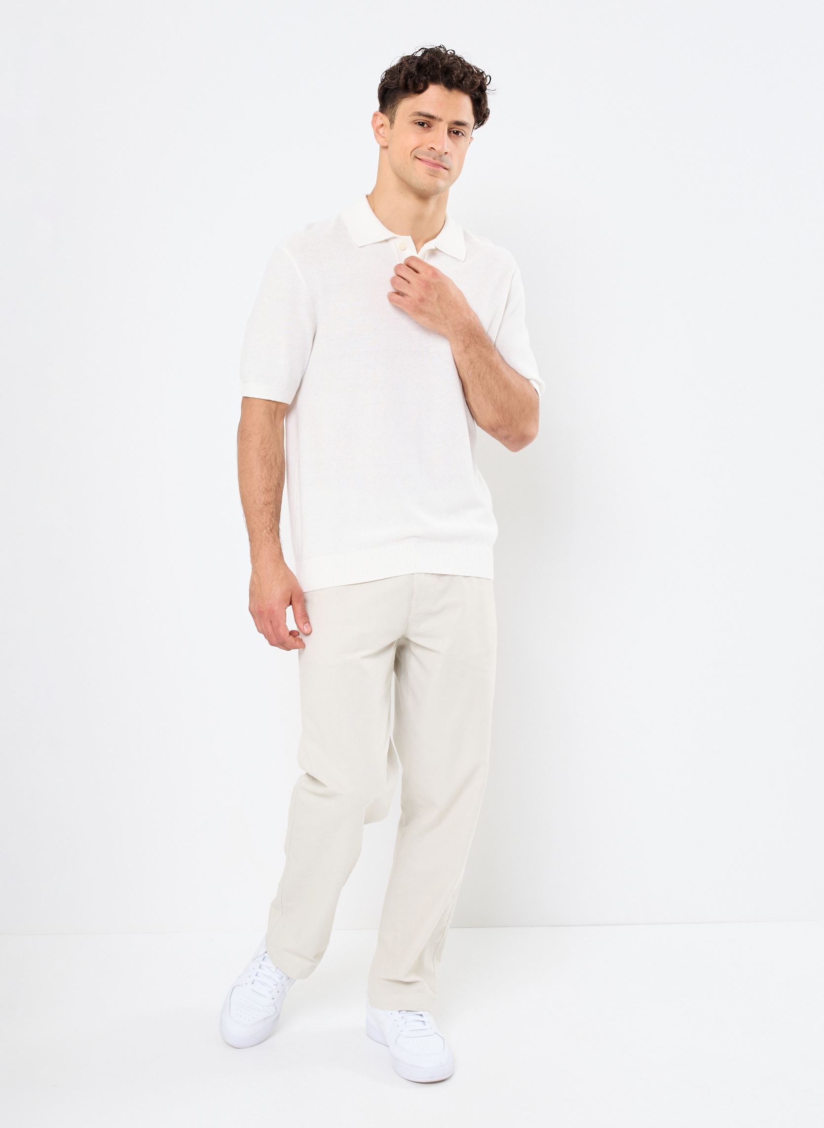 Polos manches courtes SWEATER KNIT POLO homme blanc Levi's Polos manches courtes SWEATER KNIT POLO homme blanc LINEN SEED STITCH BRIGHT WHITE
