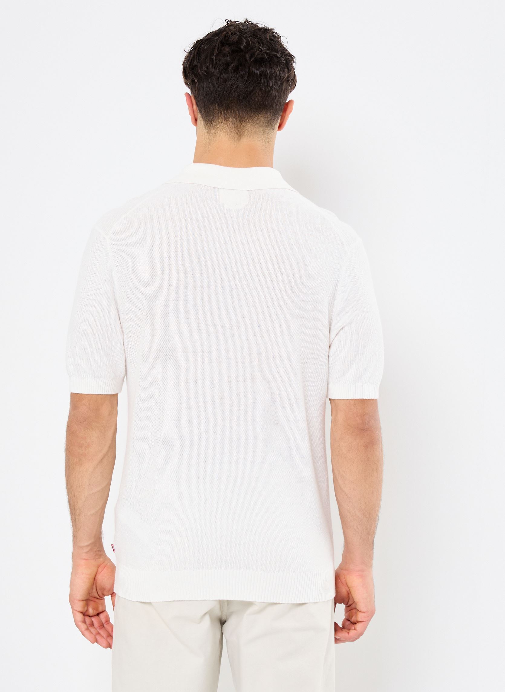 Polos manches courtes SWEATER KNIT POLO homme blanc Levi's Polos manches courtes SWEATER KNIT POLO homme blanc LINEN SEED STITCH BRIGHT WHITE