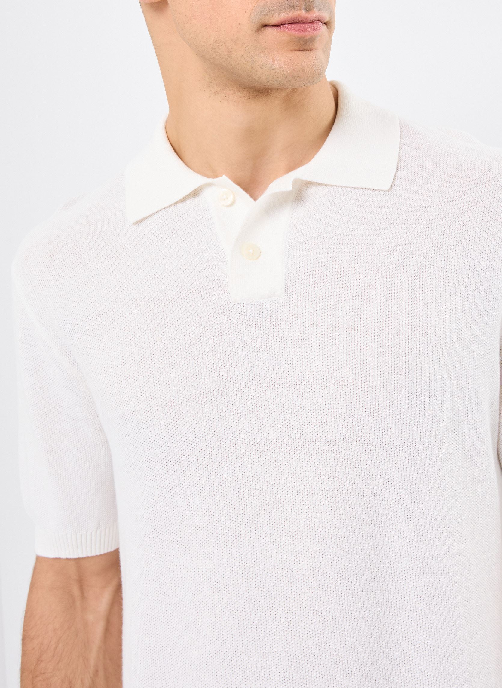 Polos manches courtes SWEATER KNIT POLO homme blanc Levi's Polos manches courtes SWEATER KNIT POLO homme blanc LINEN SEED STITCH BRIGHT WHITE