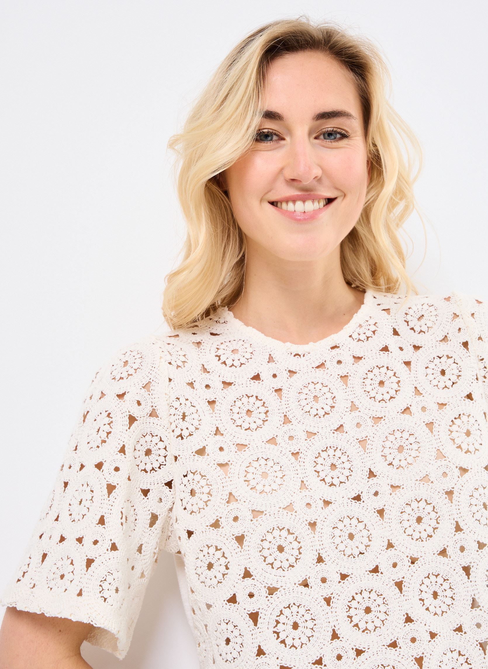 Blouses manches courtes CTOP-BRODERIE femme beige Georgia Rose Blouses manches courtes CTOP-BRODERIE femme beige White Swan