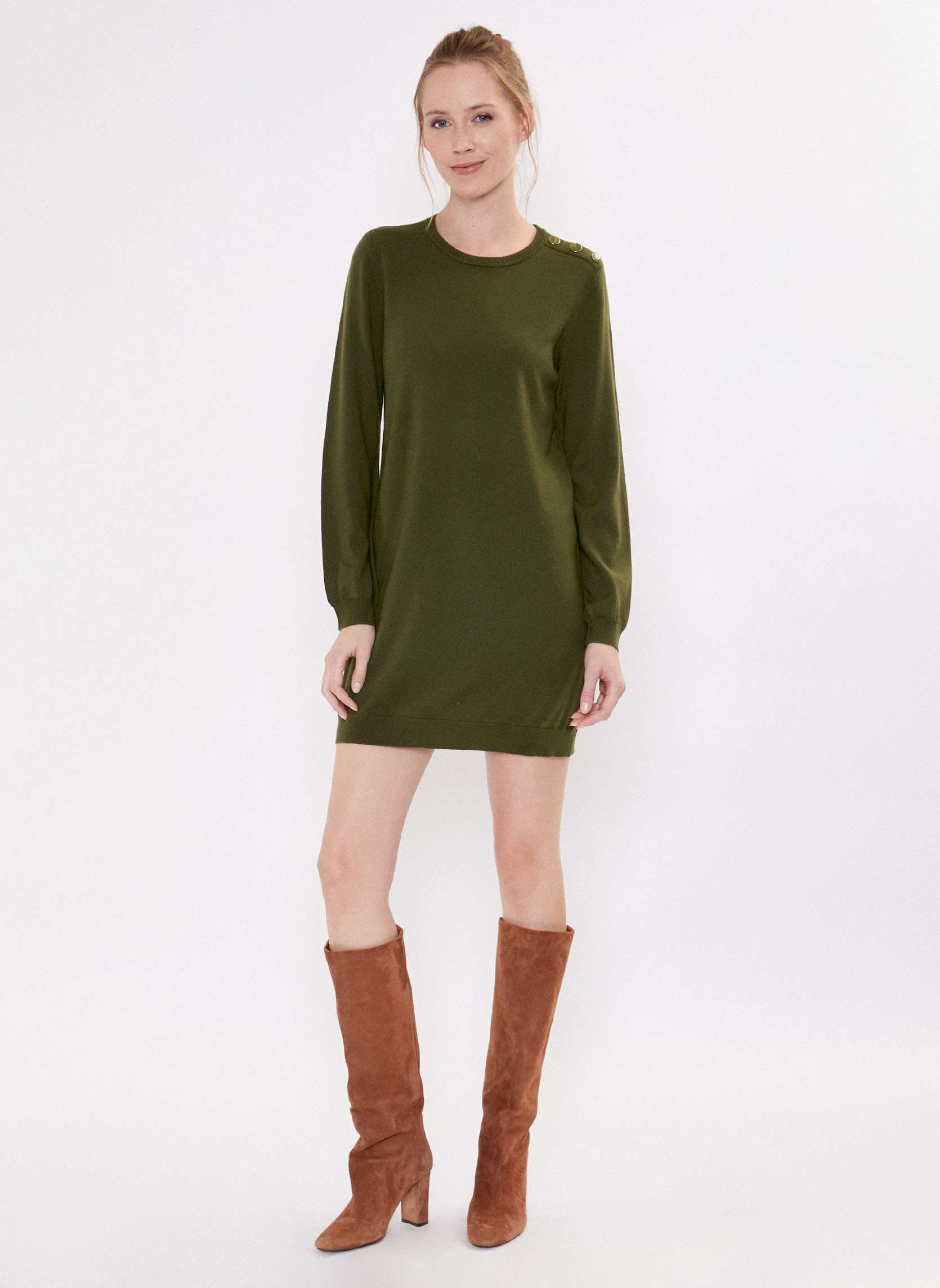 La Fiancée Robes Robe pull unie MOTUS femme vert | Sarenza France