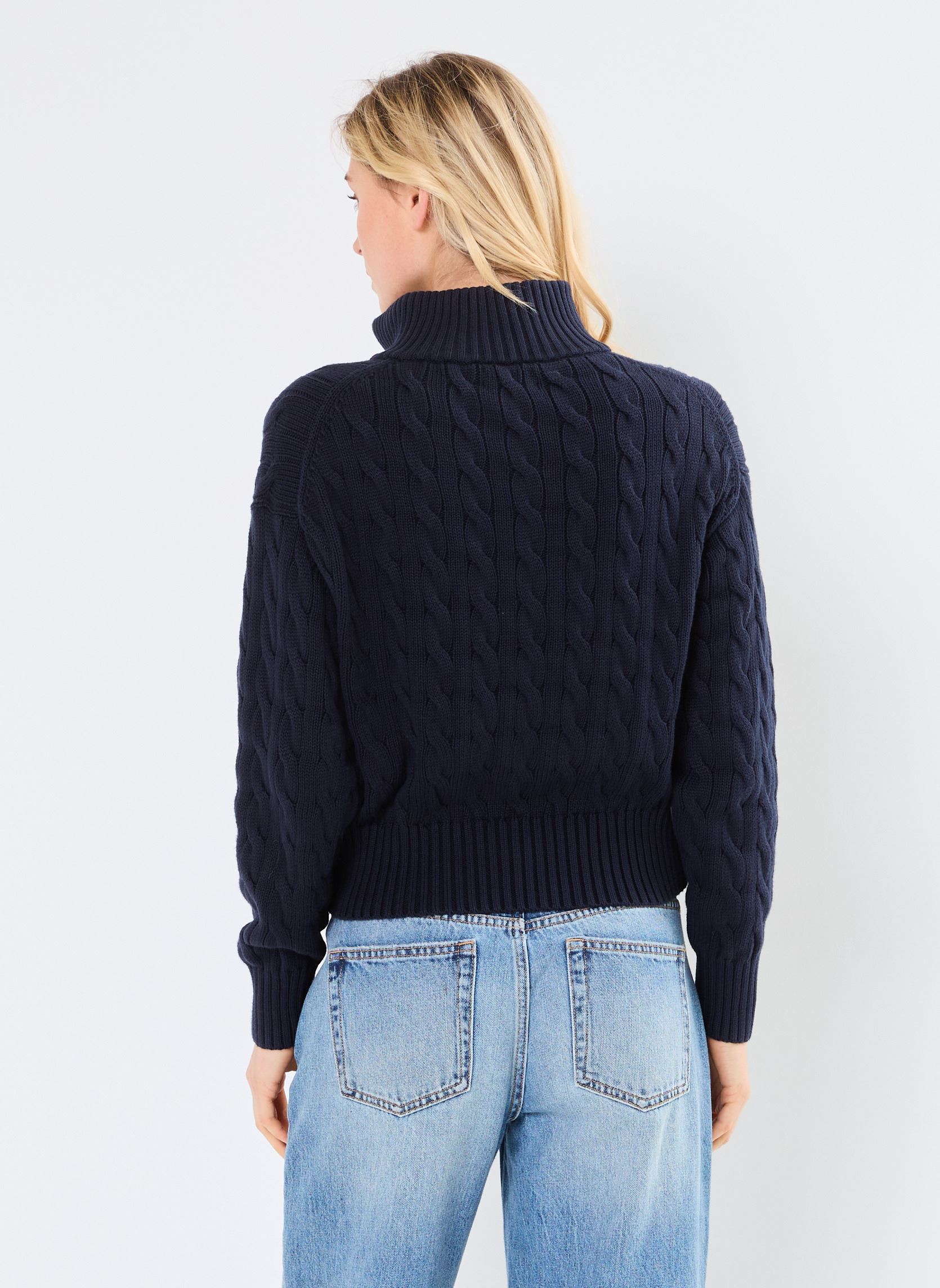 Pulls Pull demi-zippé en coton torsadé 2119634 femme bleu Polo Ralph Lauren Pulls Pull demi-zippé en coton torsadé 2119634 femme bleu HUNTER NAVY