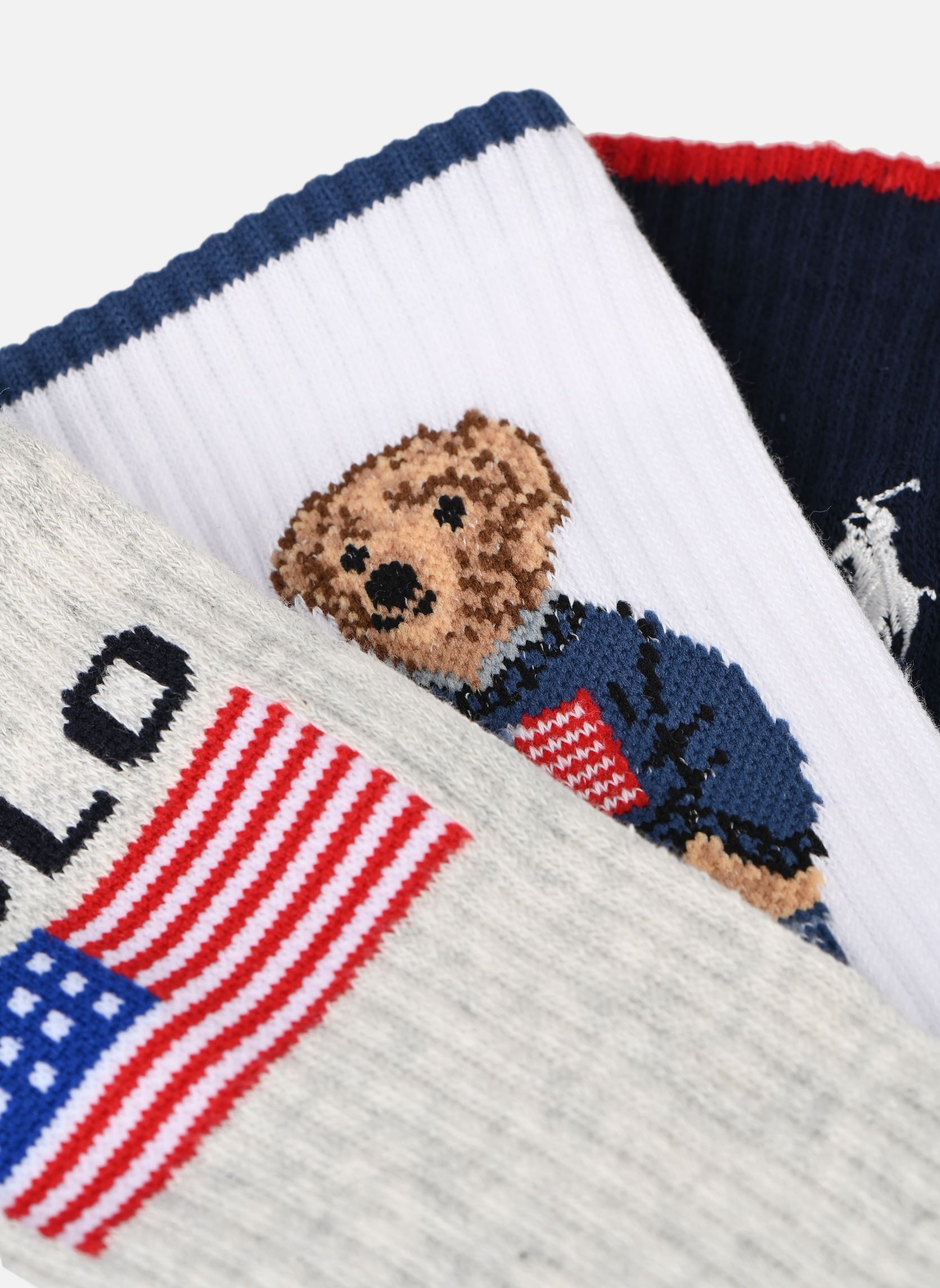 Chaussettes Lot de 3 paires de chaussettes Polo Bear femme multicolore Polo Ralph Lauren Chaussettes Lot de 3 paires de chaussettes Polo Bear femme multicolore WHITE, NAVY, GREY
