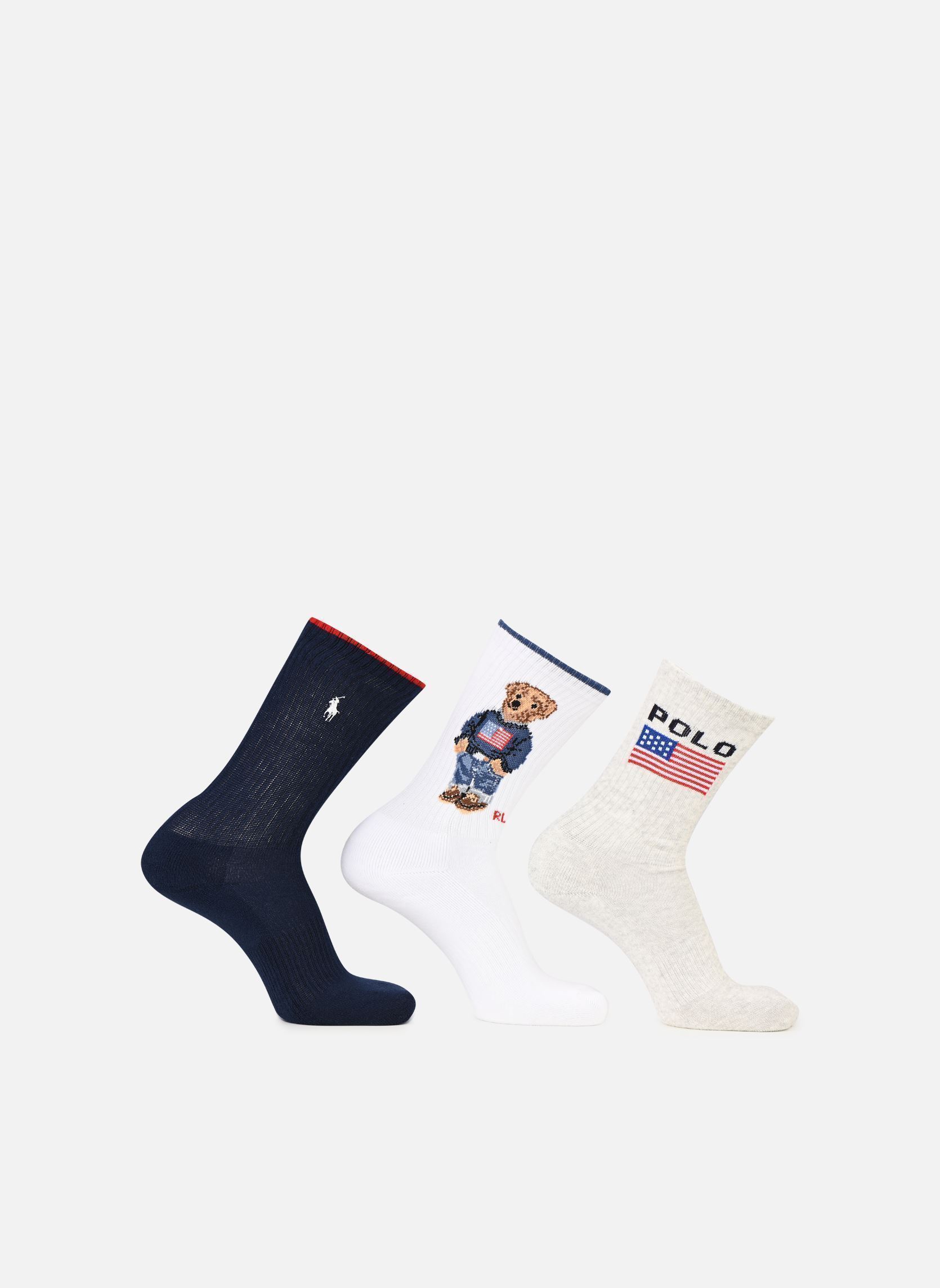 Chaussettes Lot de 3 paires de chaussettes Polo Bear femme multicolore Polo Ralph Lauren Chaussettes Lot de 3 paires de chaussettes Polo Bear femme multicolore WHITE, NAVY, GREY