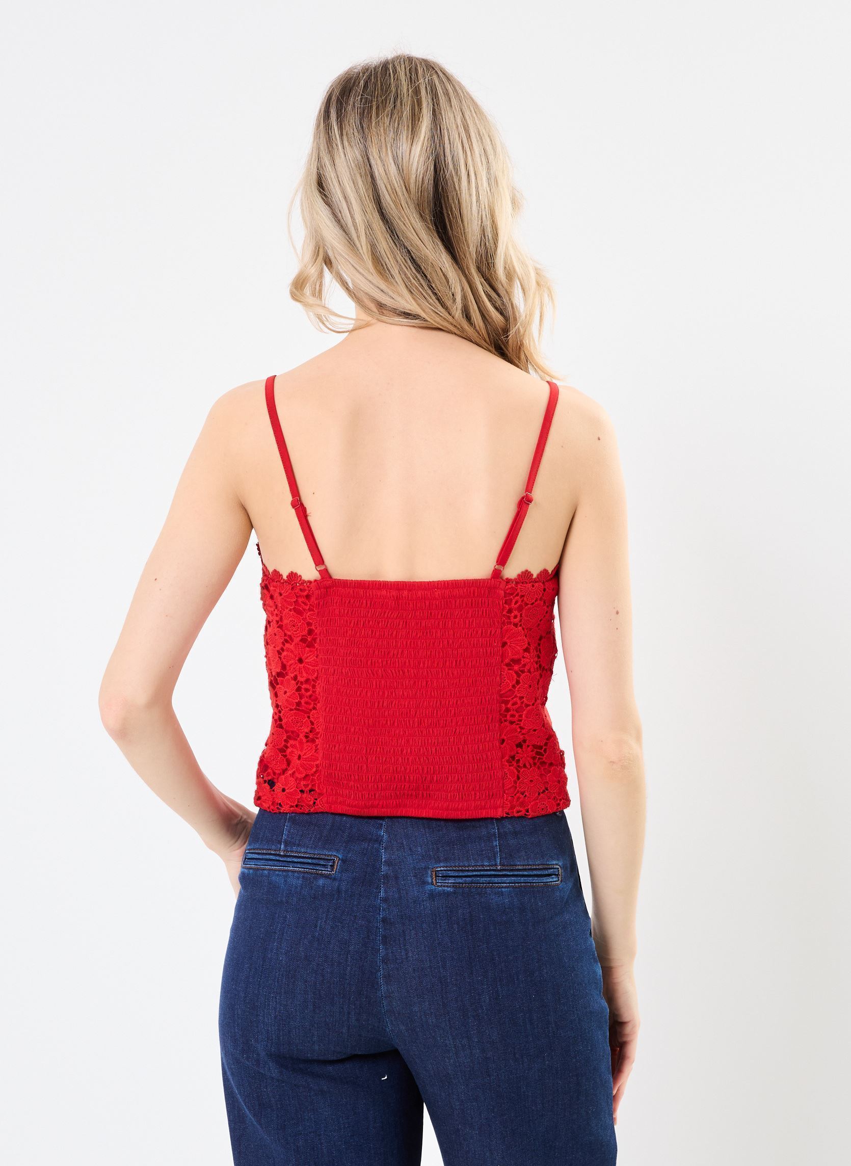 Tanktops DEBARDEUR-MACRAME damen rot MADE BY Tanktops DEBARDEUR-MACRAME damen rot TRUE RED
