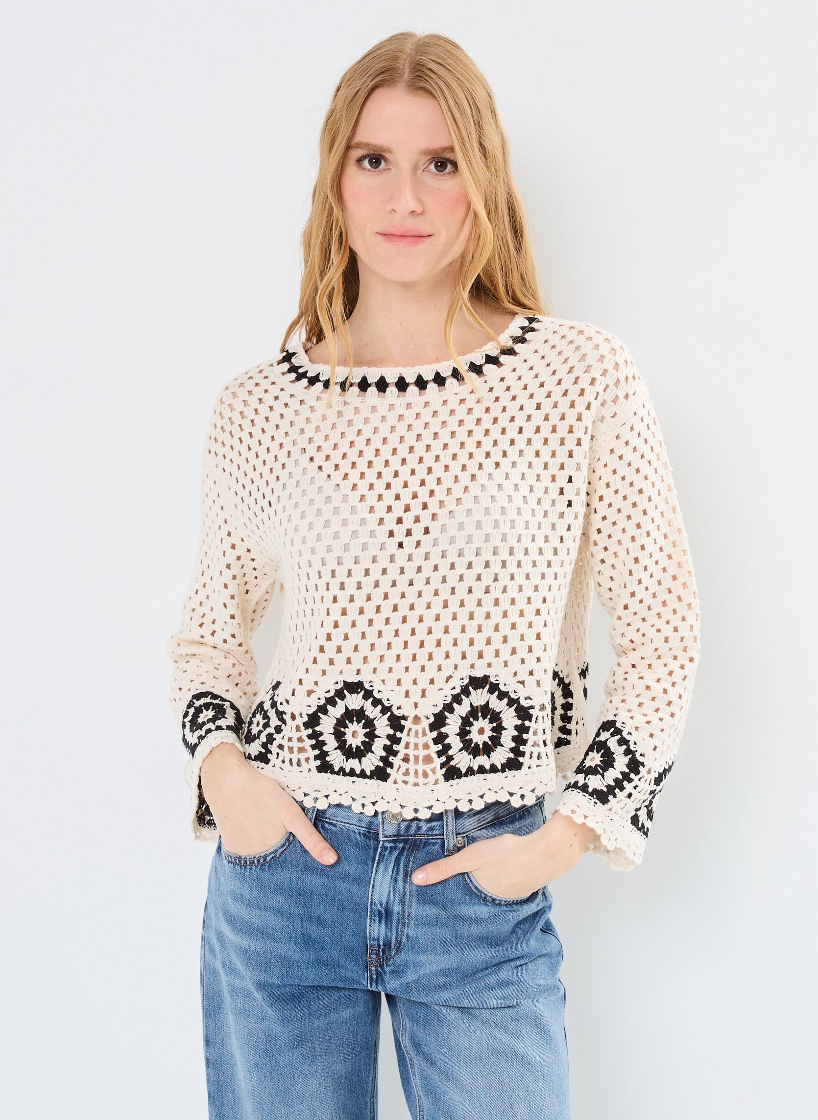 Pulls MACRAME femme beige MADE BY Pulls MACRAME femme beige Oat Milk