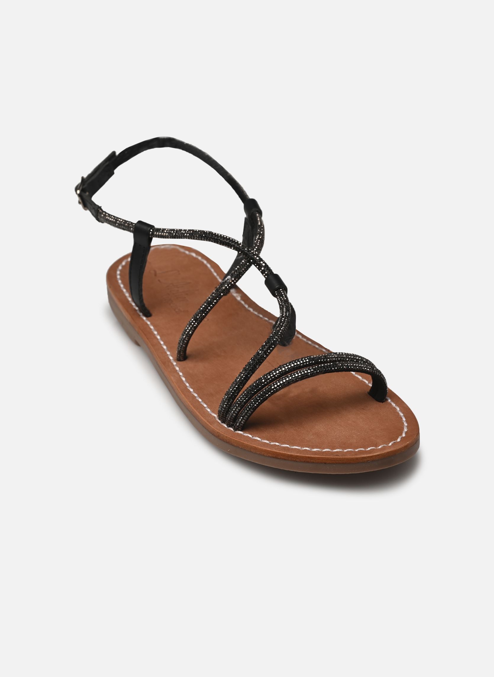 Sandales plates Sh 2301 femme noir L'Atelier Tropézien Sandales plates Sh 2301 femme noir BLACK