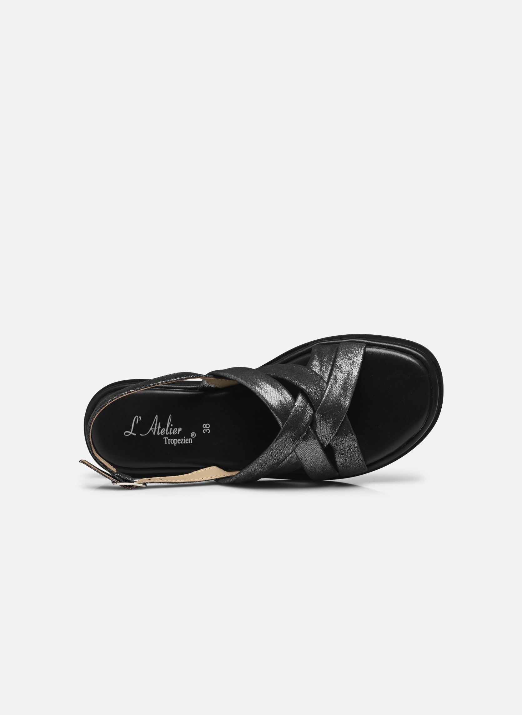 Sandales plates Sh 2316 femme argent L'Atelier Tropézien Sandales plates Sh 2316 femme argent BLACK SHIMMER
