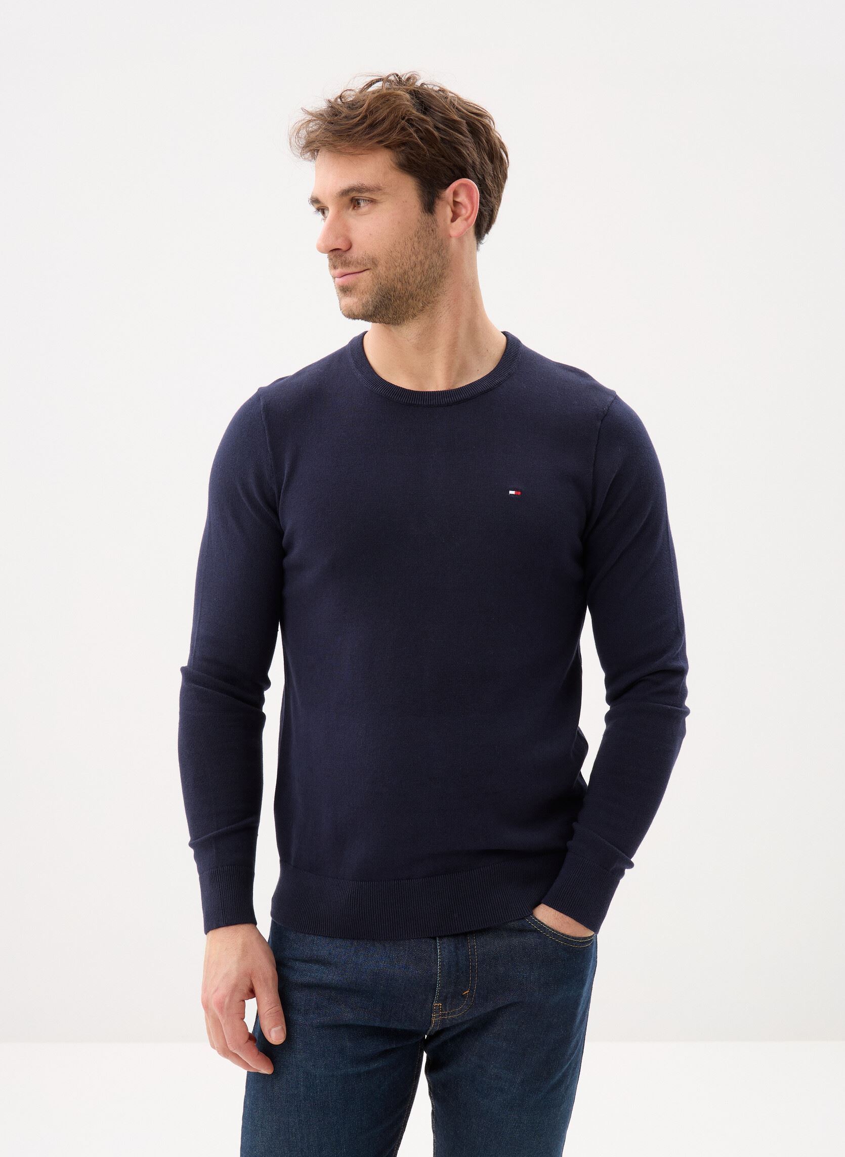 Pulls Core Essential Cotto MW0MW14748 homme bleu Tommy Hilfiger Pulls Core Essential Cotto MW0MW14748 homme bleu DESERT SKY