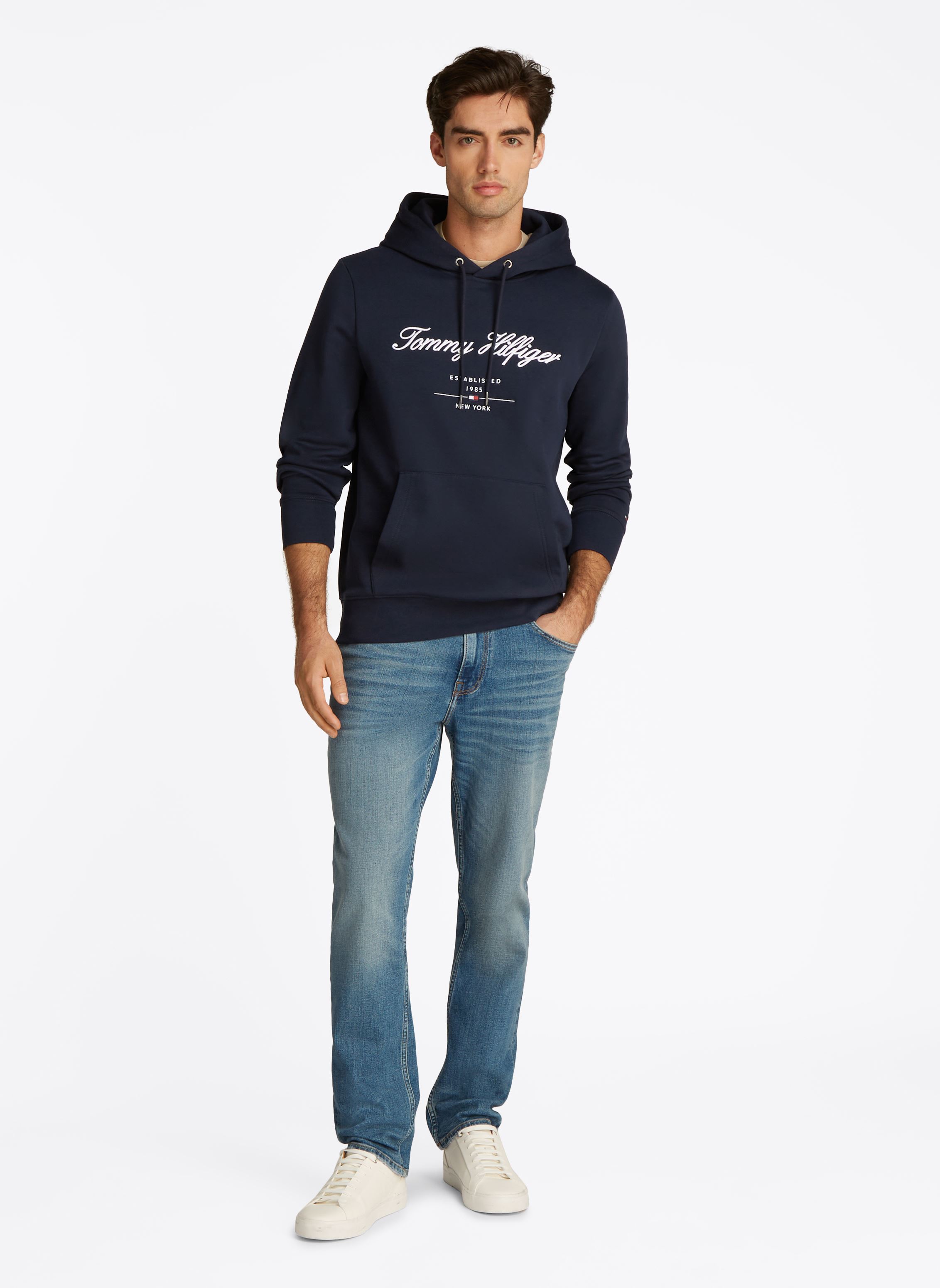 Sweats à capuche Script Logo Hoody MW0MW33631 homme bleu Tommy Hilfiger Sweats à capuche Script Logo Hoody MW0MW33631 homme bleu DESERT SKY