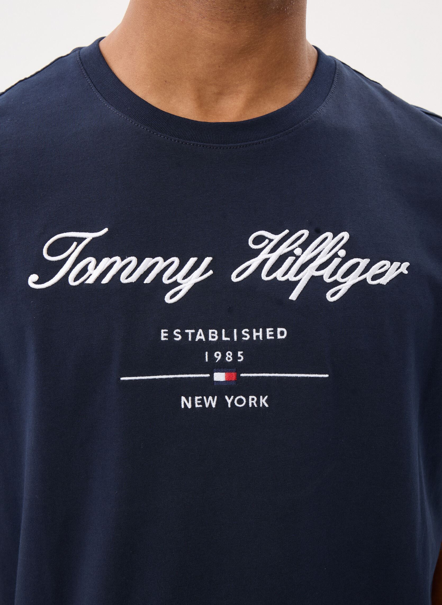Tee-shirts manches courtes Script Logo Tee MW0MW33691 homme bleu Tommy Hilfiger Tee-shirts manches courtes Script Logo Tee MW0MW33691 homme bleu DESERT SKY