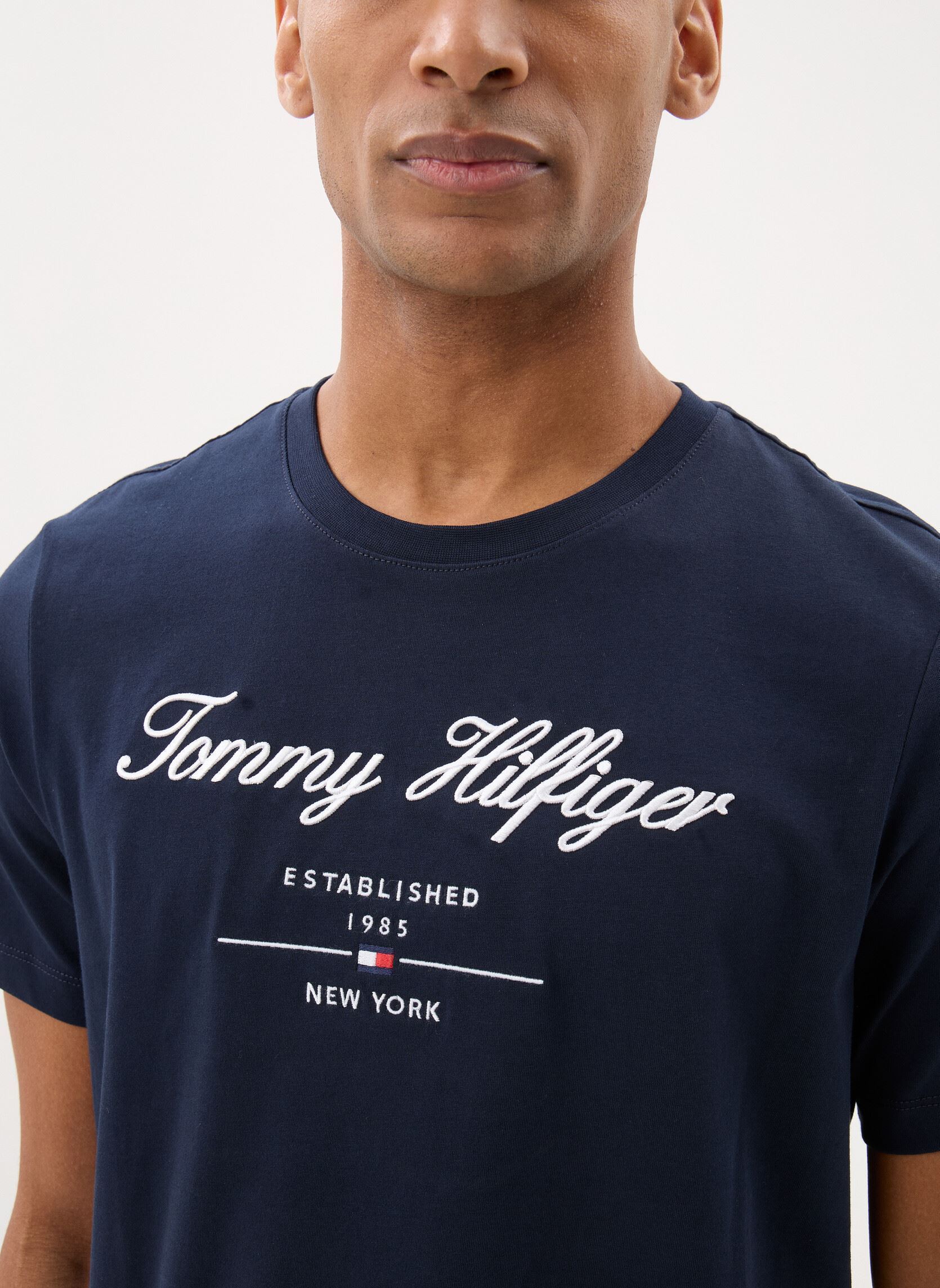Tee-shirts manches courtes Script Logo Tee MW0MW33691 homme bleu Tommy Hilfiger Tee-shirts manches courtes Script Logo Tee MW0MW33691 homme bleu DESERT SKY