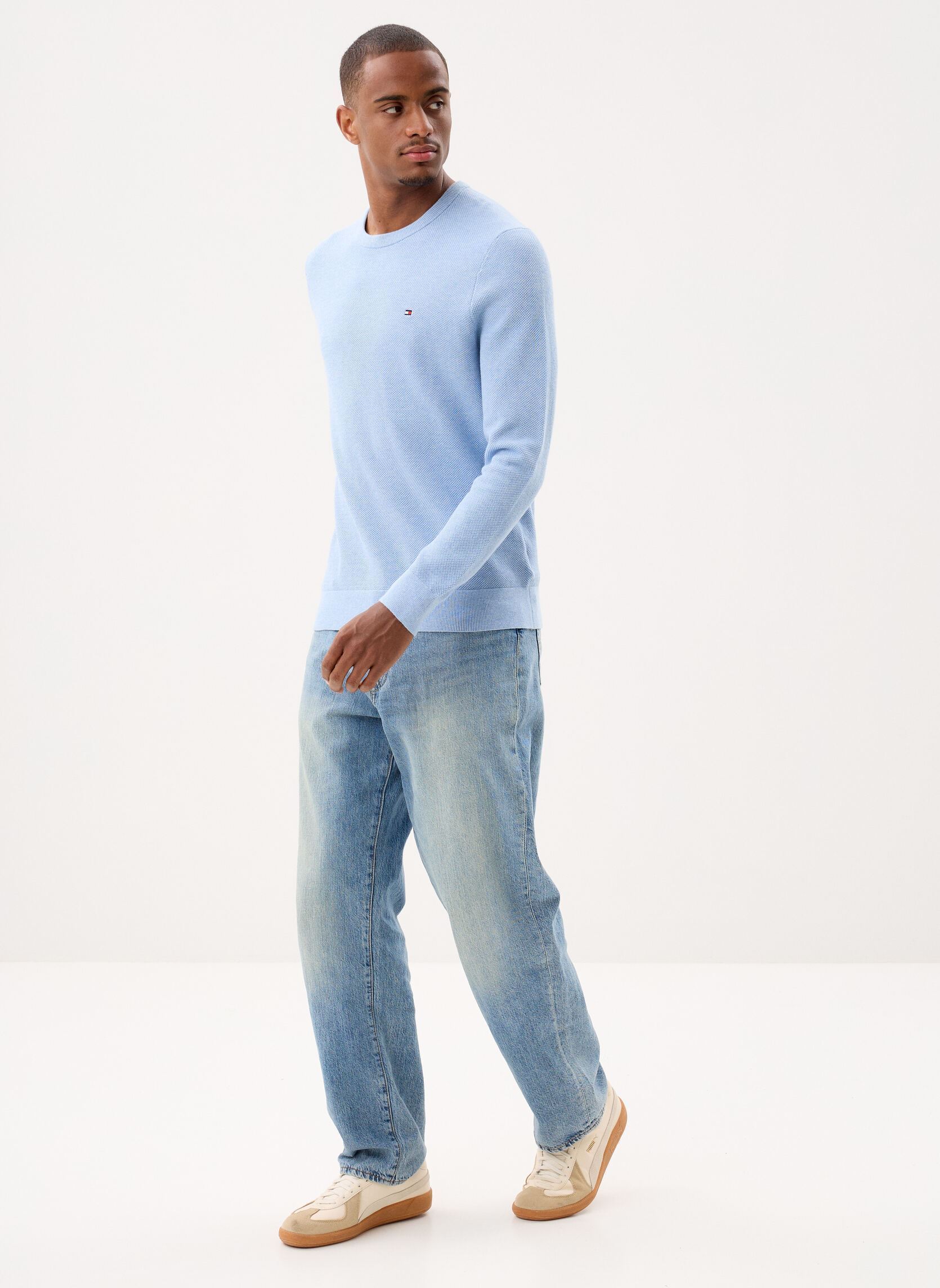 Pulls Essential Structure MW0MW36347 homme bleu Tommy Hilfiger Pulls Essential Structure MW0MW36347 homme bleu VESSEL BLUE HEATHER
