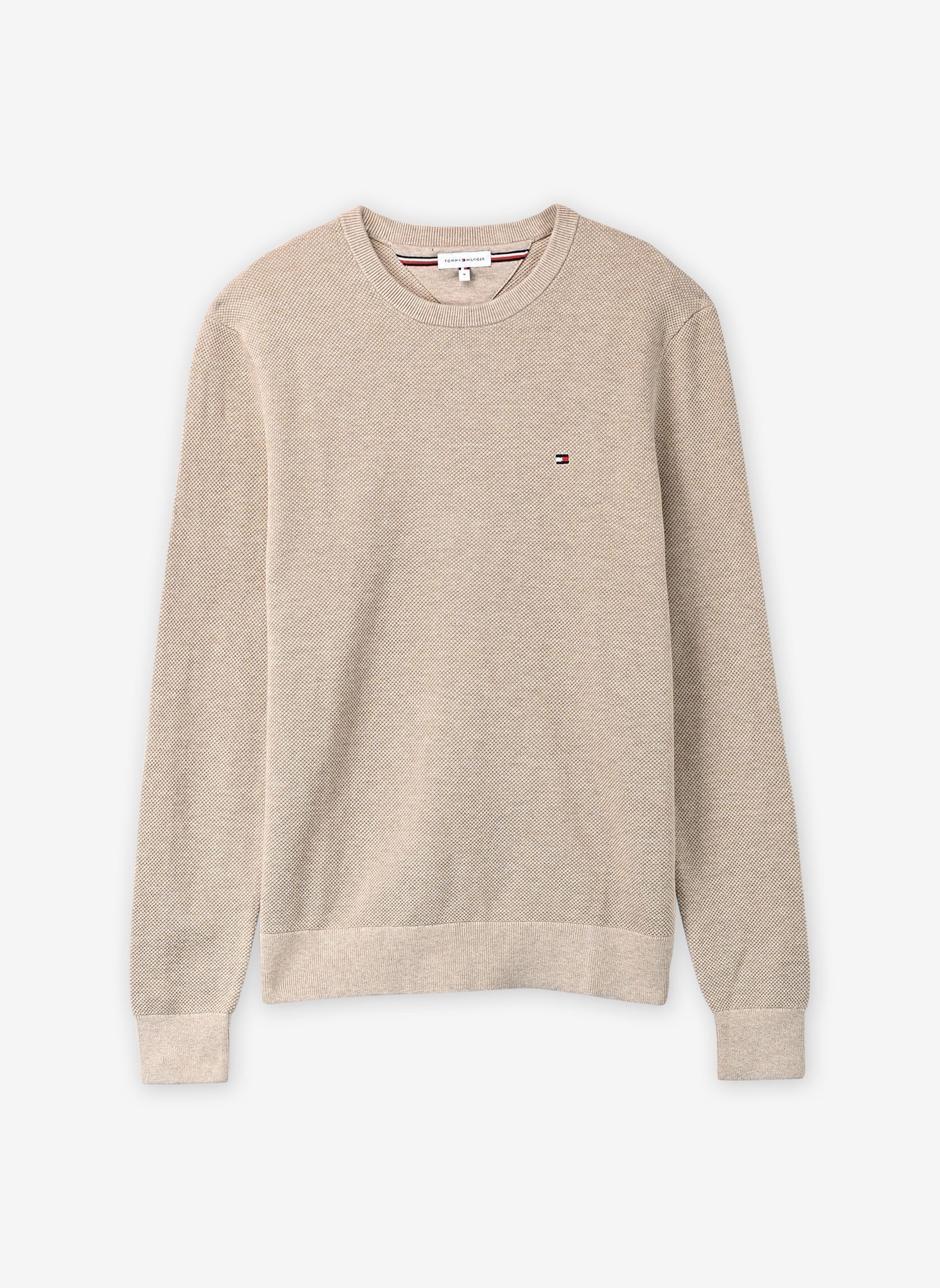 Pulls Essential Structure MW0MW36347 homme beige Tommy Hilfiger Pulls Essential Structure MW0MW36347 homme beige BATIQUE KHAKI HEATHER