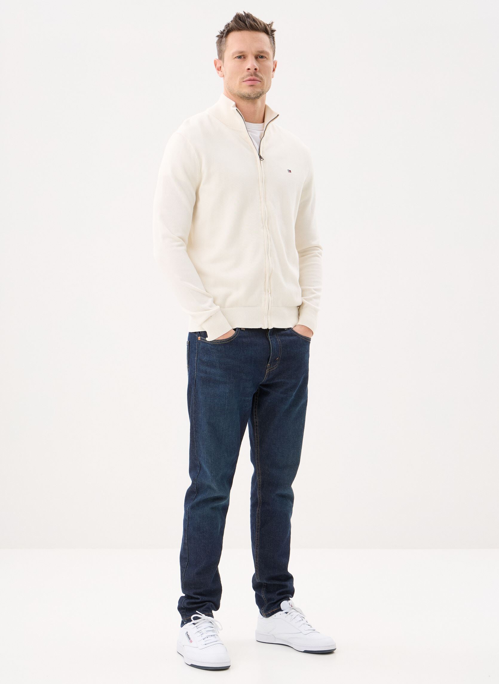 Pulls Essential Cotton Zip MW0MW36517 homme blanc Tommy Hilfiger Pulls Essential Cotton Zip MW0MW36517 homme blanc IVORY PETAL
