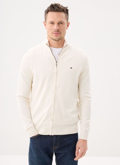 Tommy Hilfiger Pulls Essential Cotton Zip MW0MW36517 homme blanc