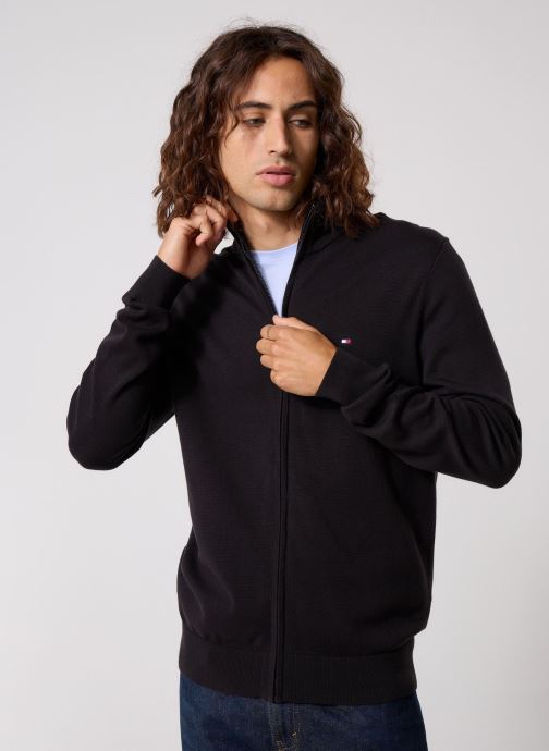 Tommy Hilfiger Pullover Essential Cotton Zip MW0MW36517 herren schwarz