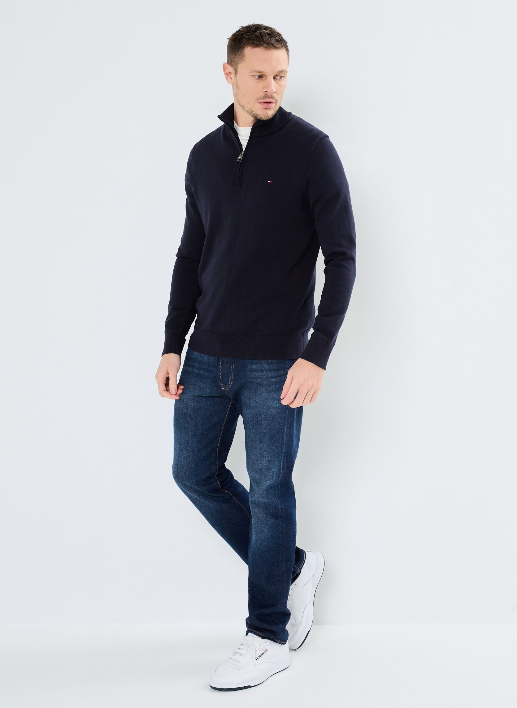Pullover Essential Cotton Zip MW0MW37331 herren blau Tommy Hilfiger Pullover Essential Cotton Zip MW0MW37331 herren blau DESERT SKY
