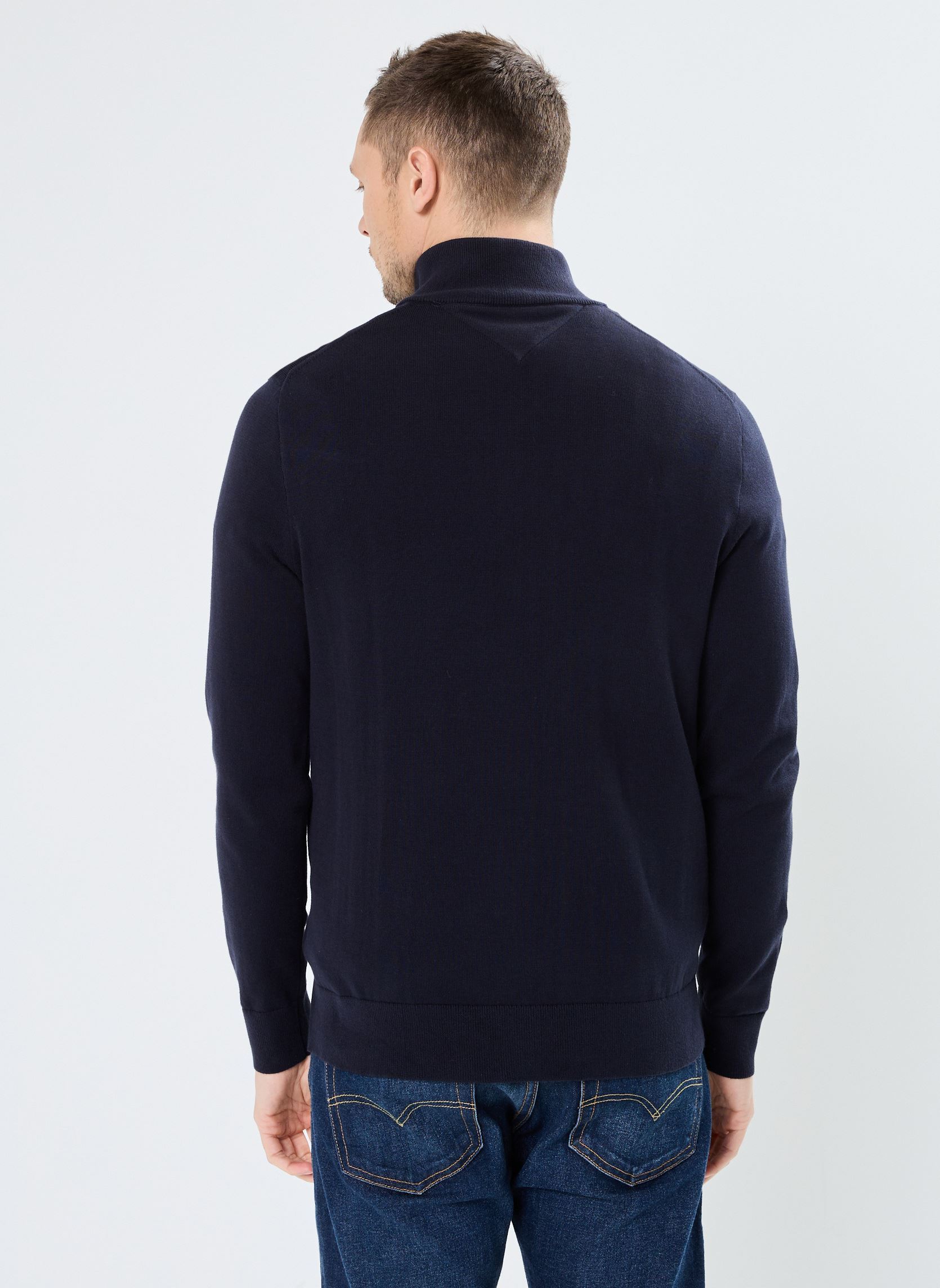 Pullover Essential Cotton Zip MW0MW37331 herren blau Tommy Hilfiger Pullover Essential Cotton Zip MW0MW37331 herren blau DESERT SKY