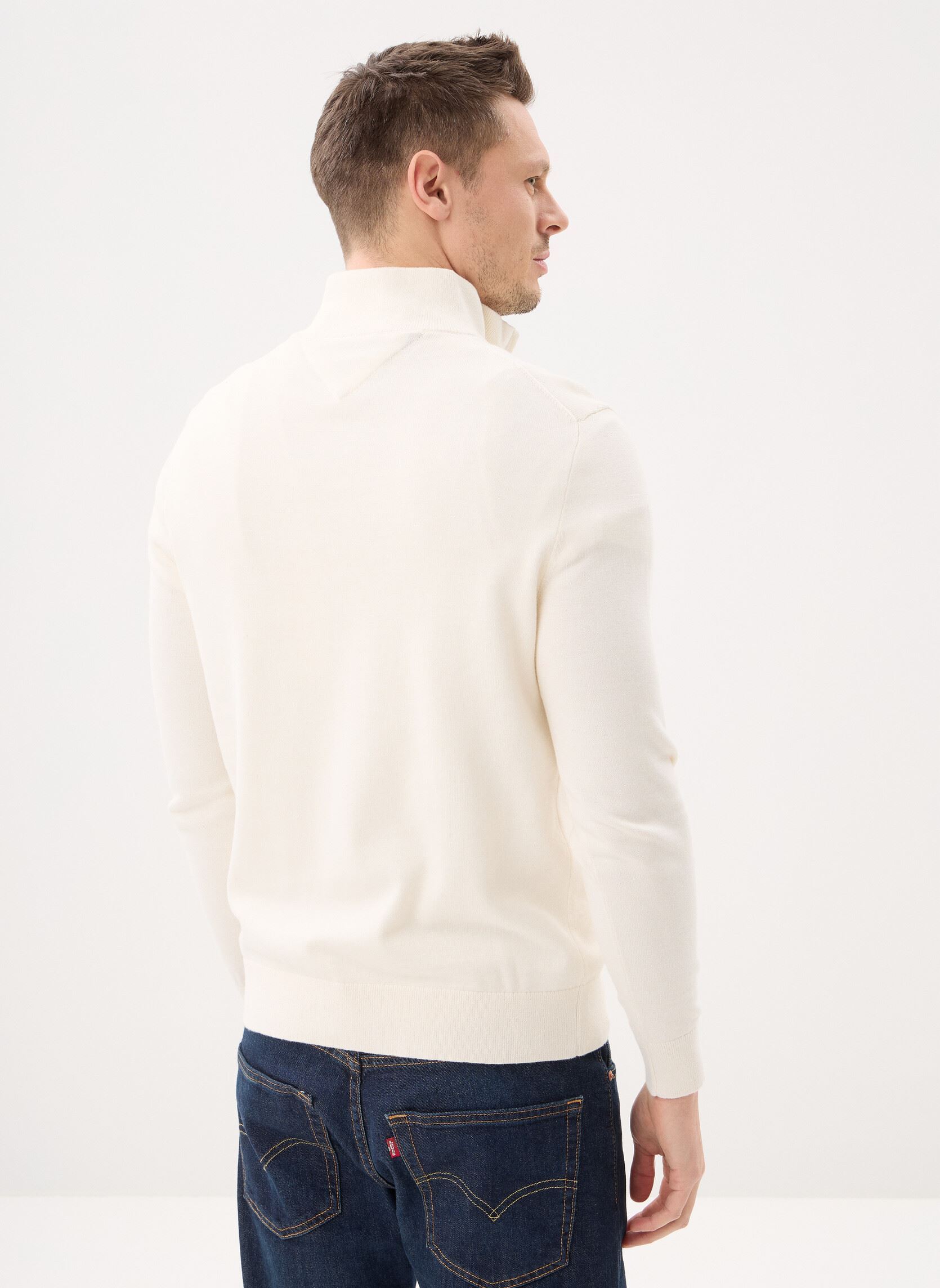 Pulls Essential Cotton Zip MW0MW37331 homme blanc Tommy Hilfiger Pulls Essential Cotton Zip MW0MW37331 homme blanc IVORY PETAL