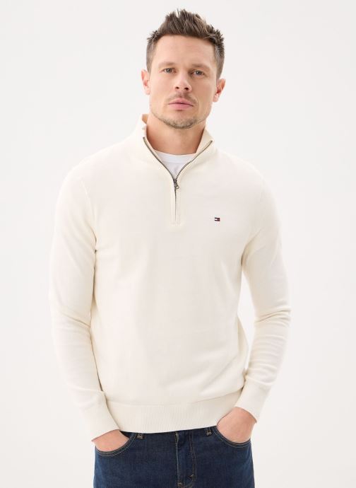 Tommy Hilfiger Pulls Essential Cotton Zip MW0MW37331 homme blanc