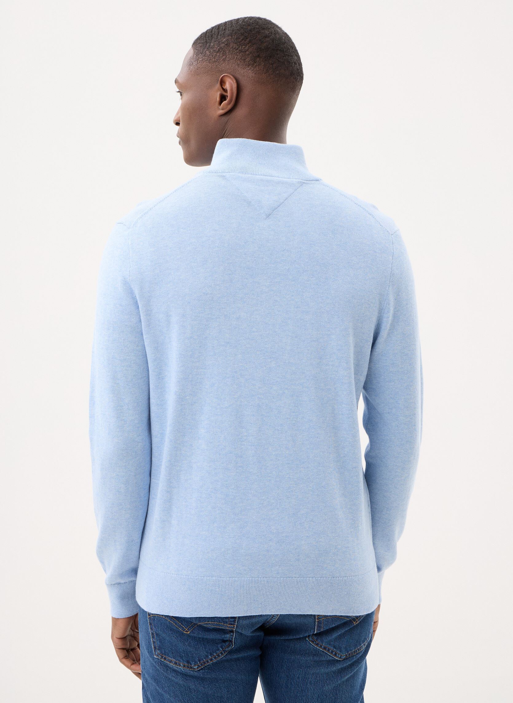 Pulls Essential Cotton Zip MW0MW37331 homme bleu Tommy Hilfiger Pulls Essential Cotton Zip MW0MW37331 homme bleu Vessel Blue Heather