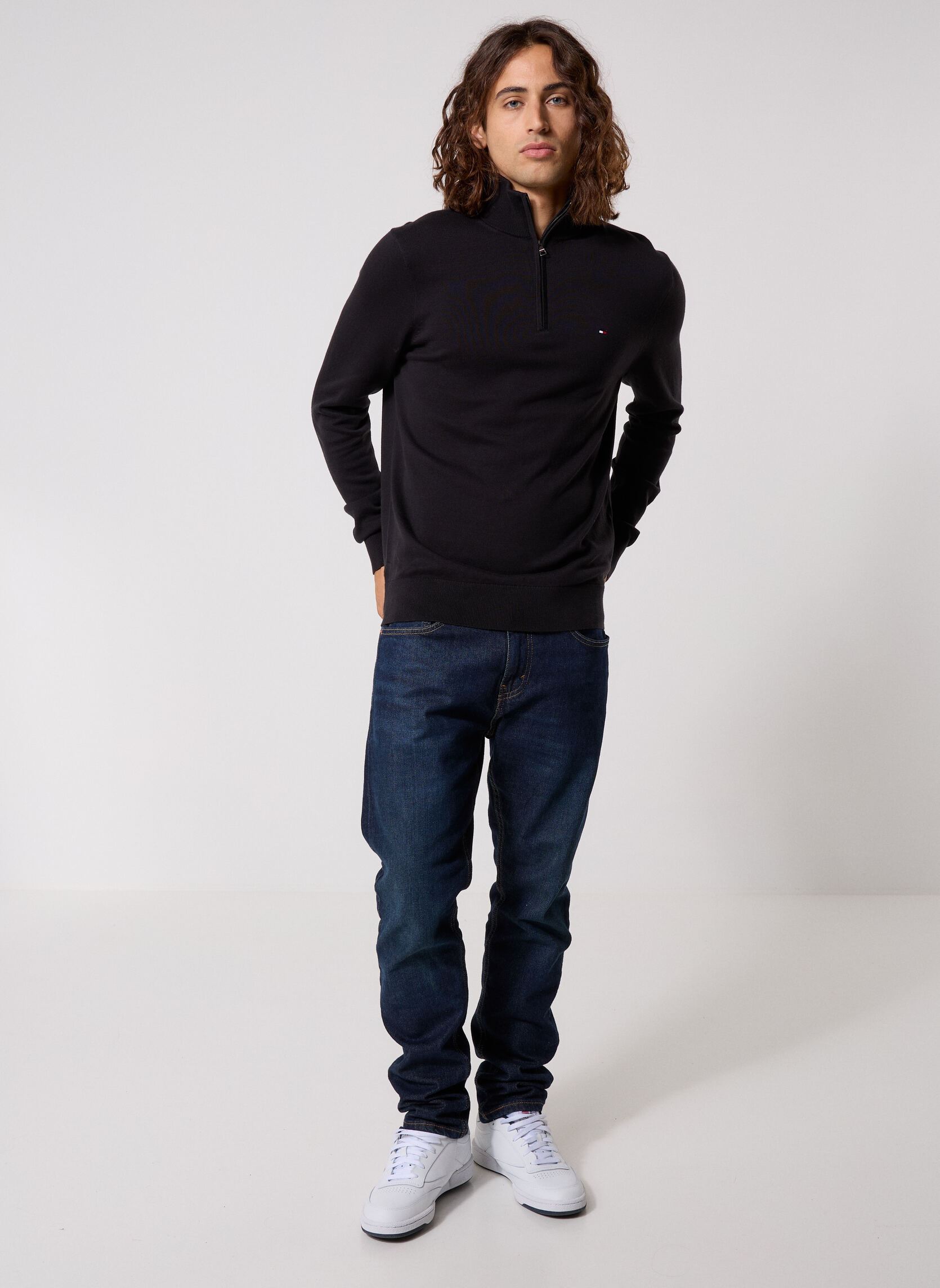 Pullover Essential Cotton Zip MW0MW37331 herren schwarz Tommy Hilfiger Pullover Essential Cotton Zip MW0MW37331 herren schwarz Black