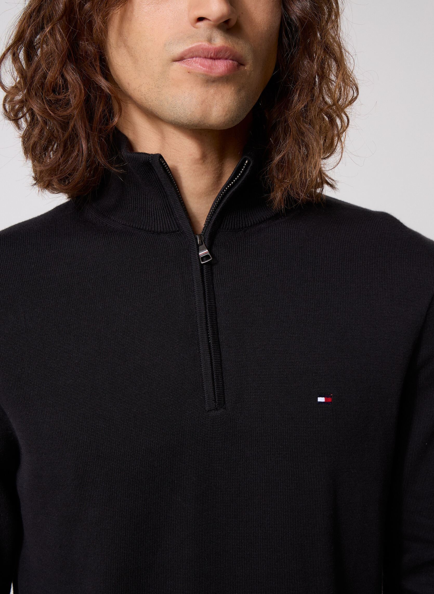 Pullover Essential Cotton Zip MW0MW37331 herren schwarz Tommy Hilfiger Pullover Essential Cotton Zip MW0MW37331 herren schwarz Black