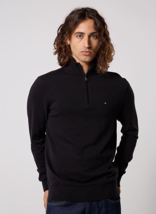 Tommy Hilfiger Pullover Essential Cotton Zip MW0MW37331 herren schwarz
