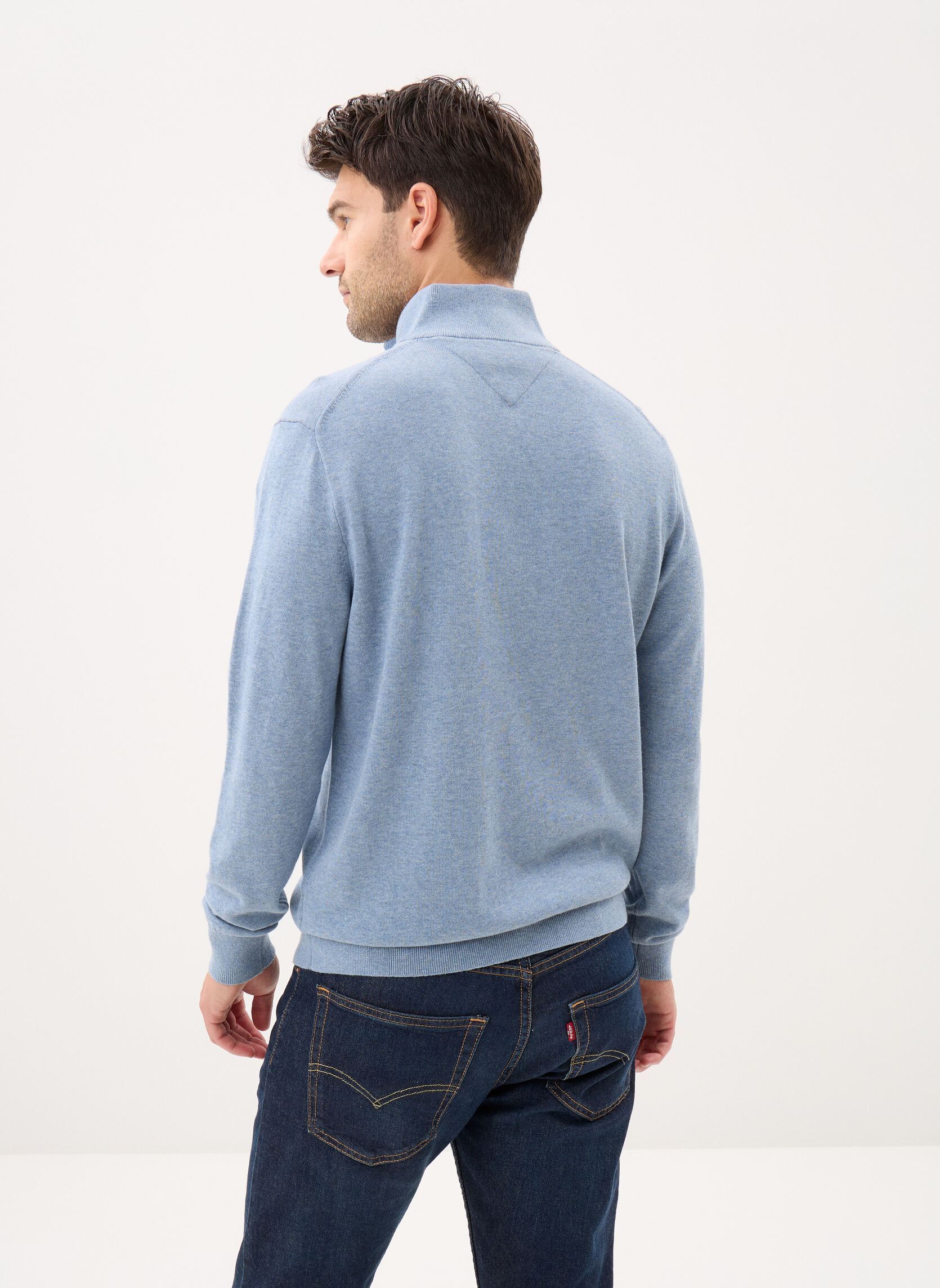 Pulls Essential Cotton Zip MW0MW37331 homme bleu Tommy Hilfiger Pulls Essential Cotton Zip MW0MW37331 homme bleu Brisk Blue Heather