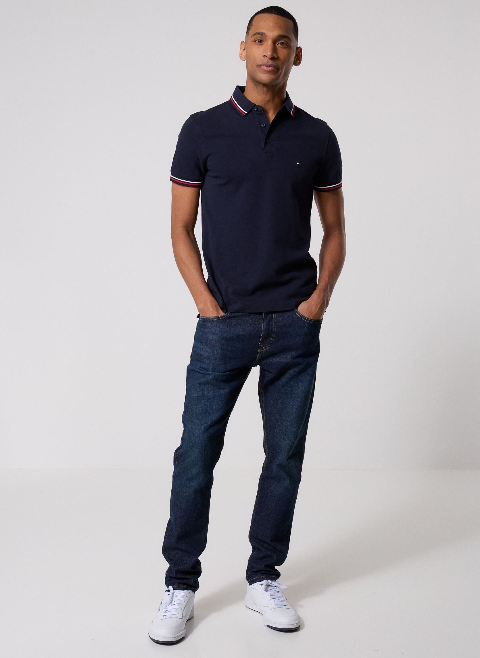 Polos manches courtes Tipped Slim Fit Polo MW0MW37346 homme bleu Tommy Hilfiger Polos manches courtes Tipped Slim Fit Polo MW0MW37346 homme bleu Desert Sky