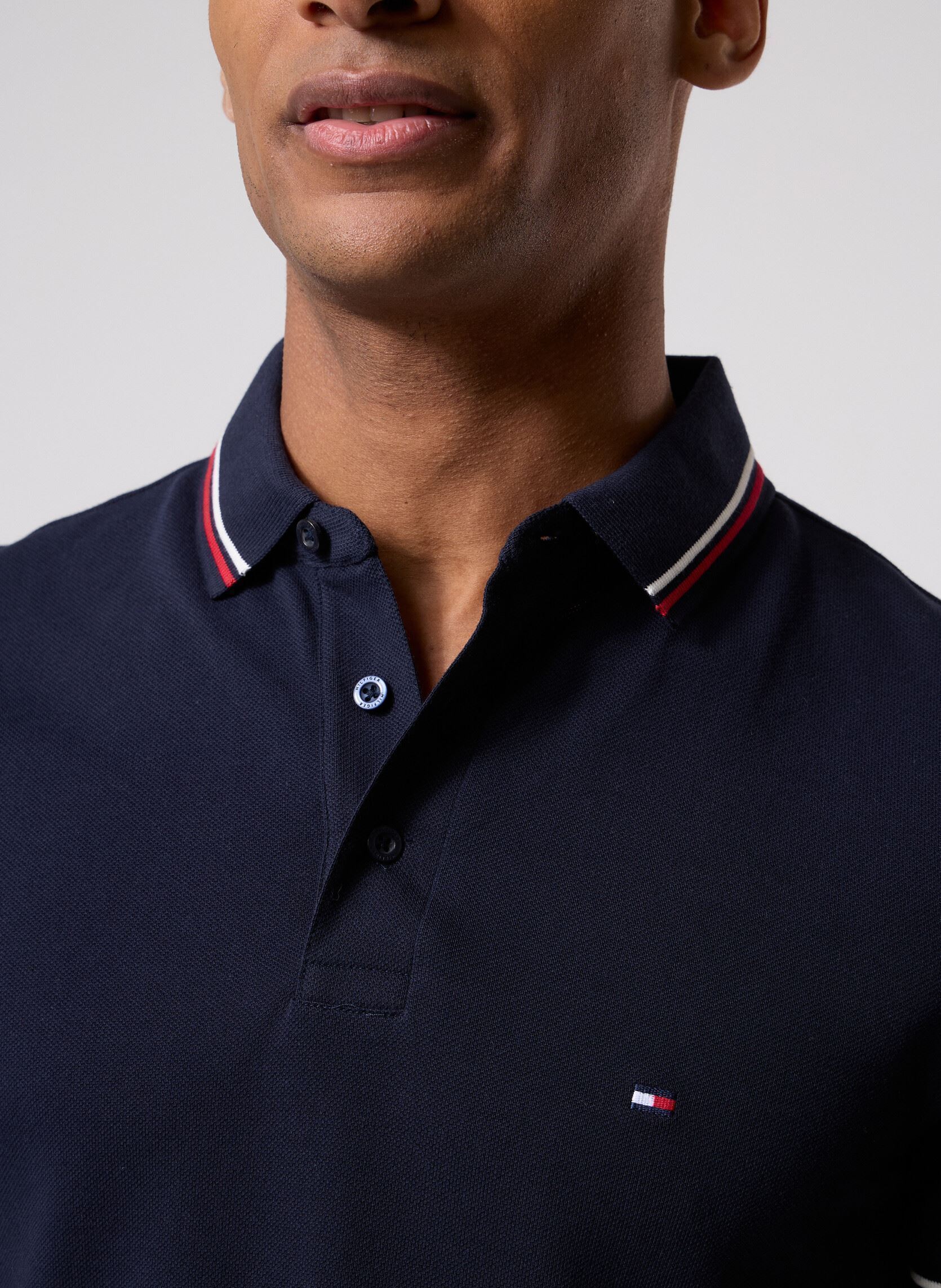 Polos manches courtes Tipped Slim Fit Polo MW0MW37346 homme bleu Tommy Hilfiger Polos manches courtes Tipped Slim Fit Polo MW0MW37346 homme bleu Desert Sky