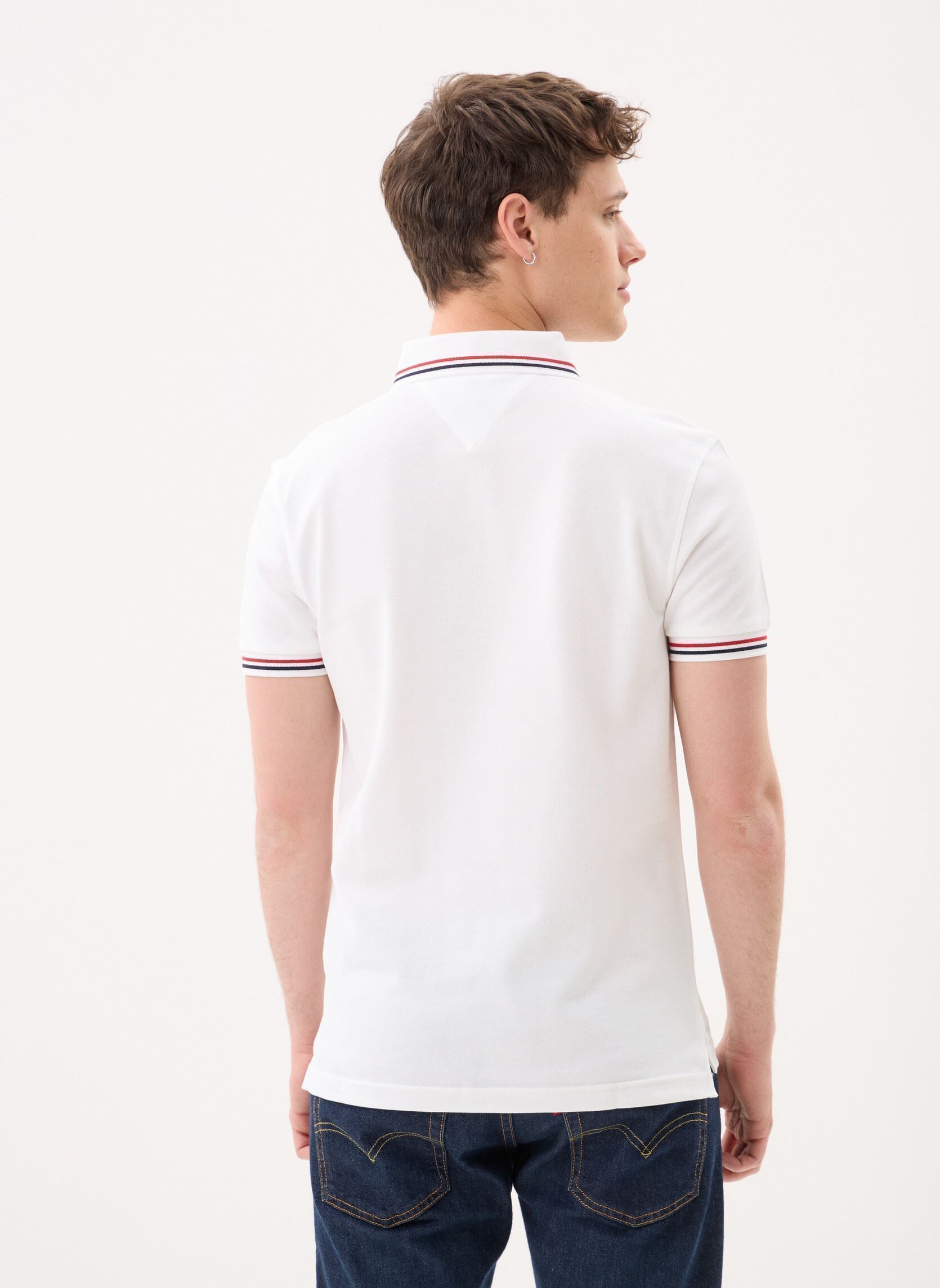 Polos manches courtes Tipped Slim Fit Polo MW0MW37346 homme blanc Tommy Hilfiger Polos manches courtes Tipped Slim Fit Polo MW0MW37346 homme blanc White