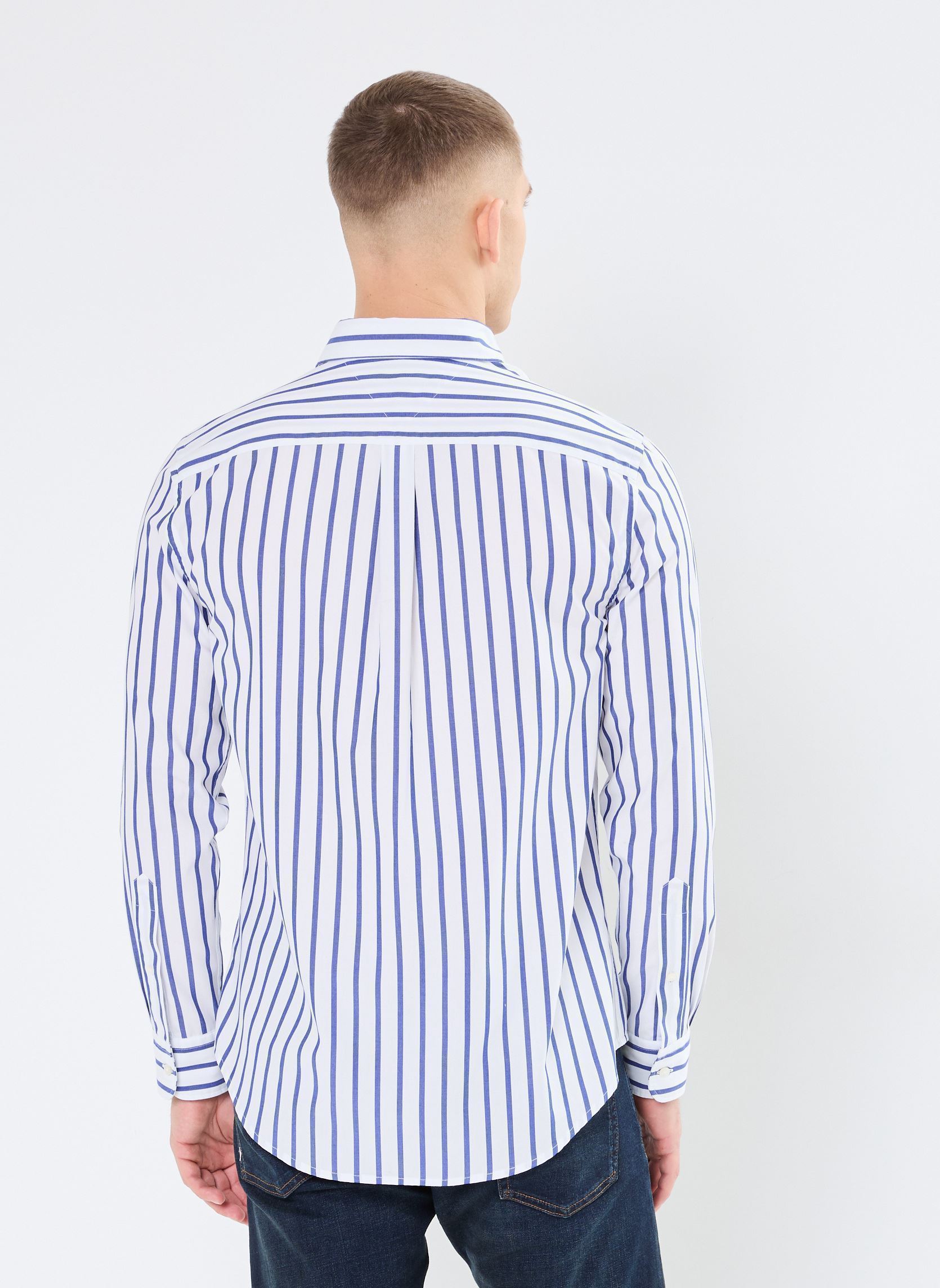 Chemises Flex Poplin Nautical MW0MW37556 homme bleu Tommy Hilfiger Chemises Flex Poplin Nautical MW0MW37556 homme bleu WEDGE BLUE / OPTIC WHITE