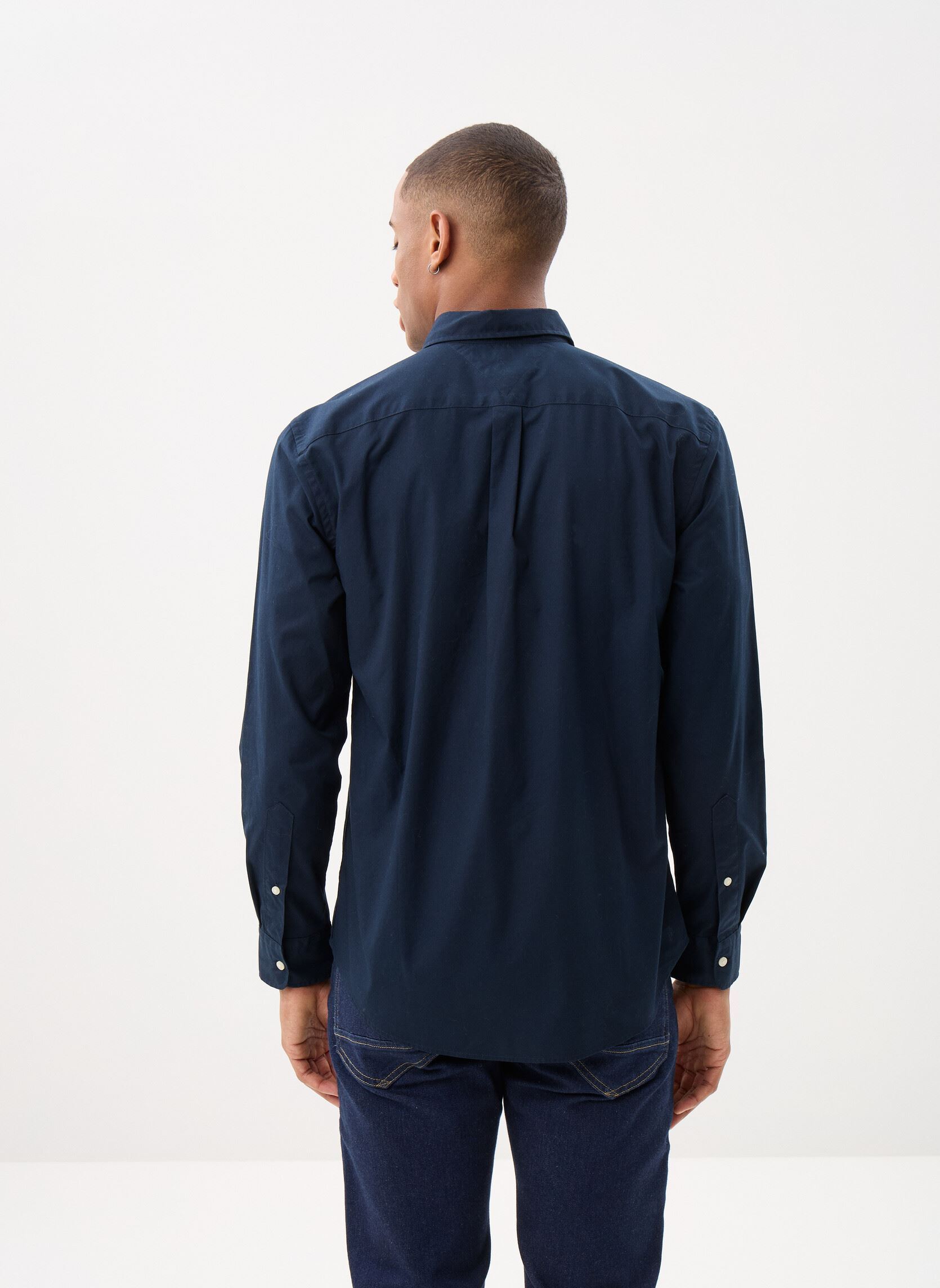 Tee-shirts manches longues Core Flex Poplin Sol MW0MW39988 homme bleu Tommy Hilfiger Tee-shirts manches longues Core Flex Poplin Sol MW0MW39988 homme bleu DESERT SKY