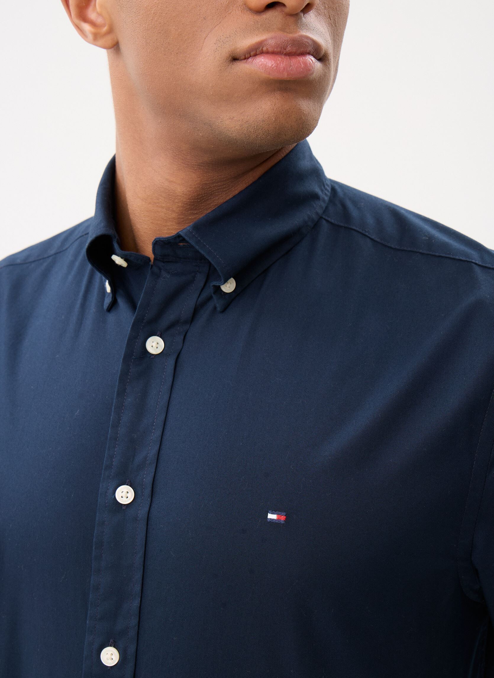 Tee-shirts manches longues Core Flex Poplin Sol MW0MW39988 homme bleu Tommy Hilfiger Tee-shirts manches longues Core Flex Poplin Sol MW0MW39988 homme bleu DESERT SKY