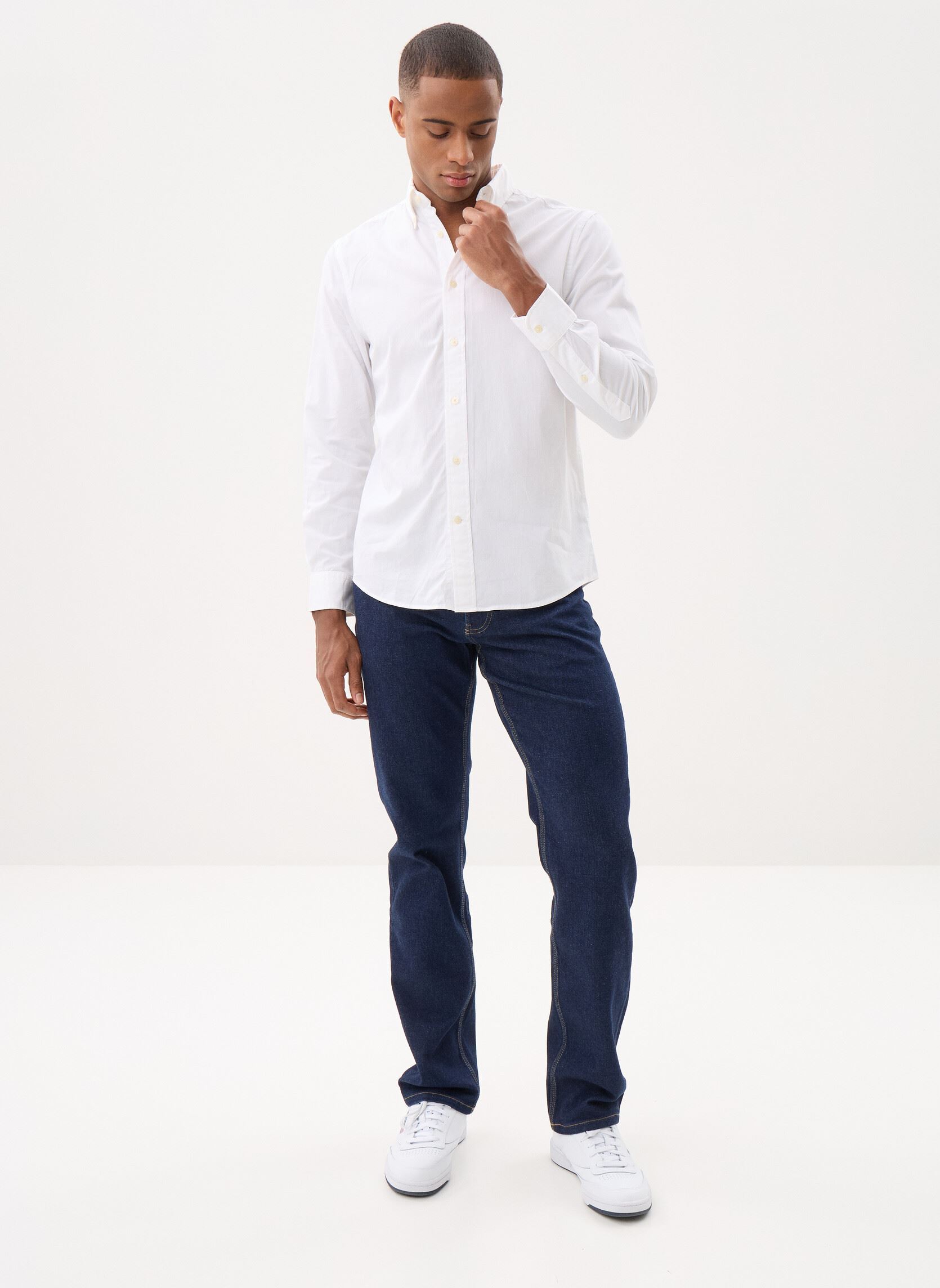 Tee-shirts manches longues Core Flex Poplin Sol MW0MW39988 homme blanc Tommy Hilfiger Tee-shirts manches longues Core Flex Poplin Sol MW0MW39988 homme blanc WHITE
