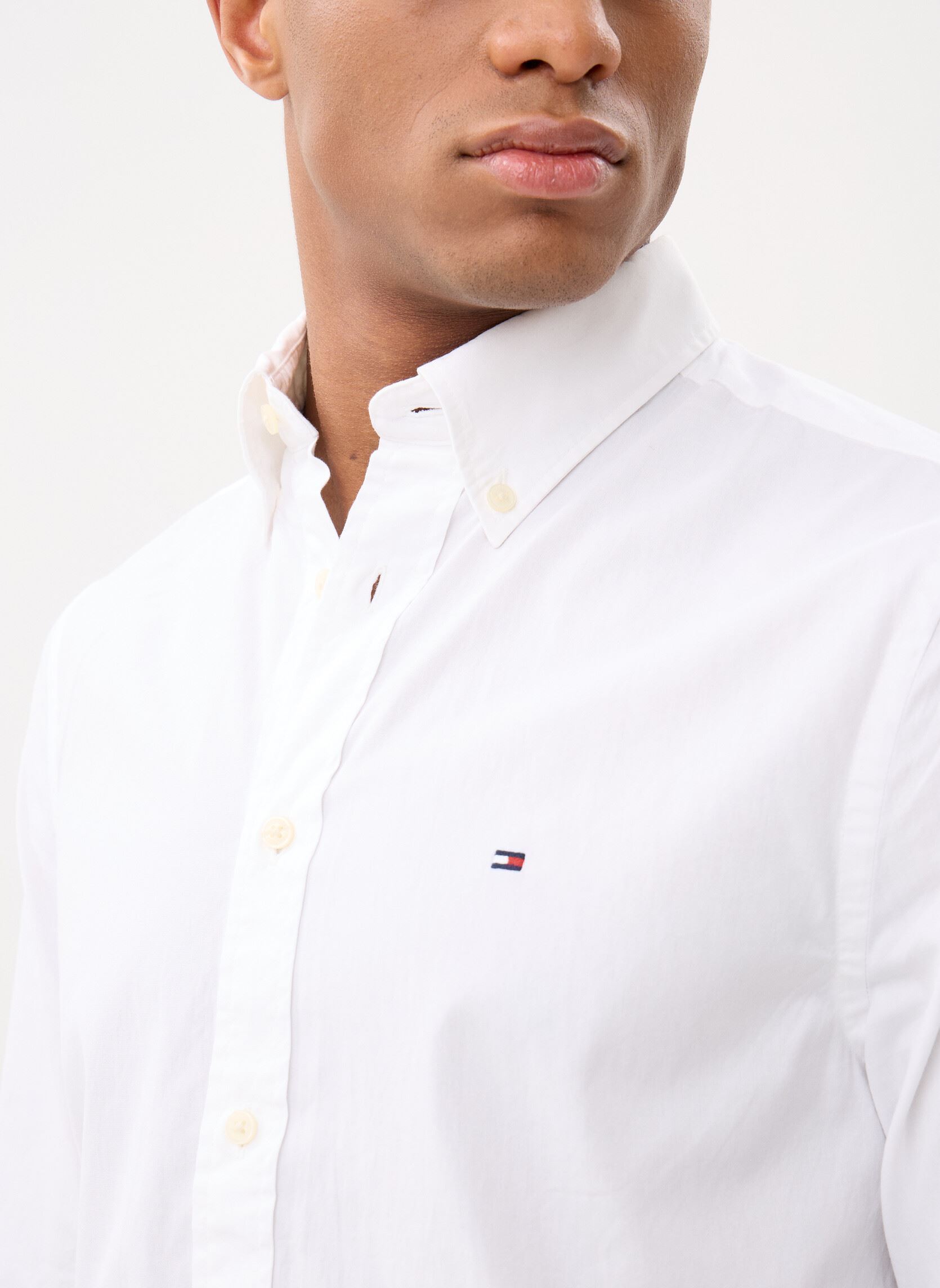 Tee-shirts manches longues Core Flex Poplin Sol MW0MW39988 homme blanc Tommy Hilfiger Tee-shirts manches longues Core Flex Poplin Sol MW0MW39988 homme blanc WHITE