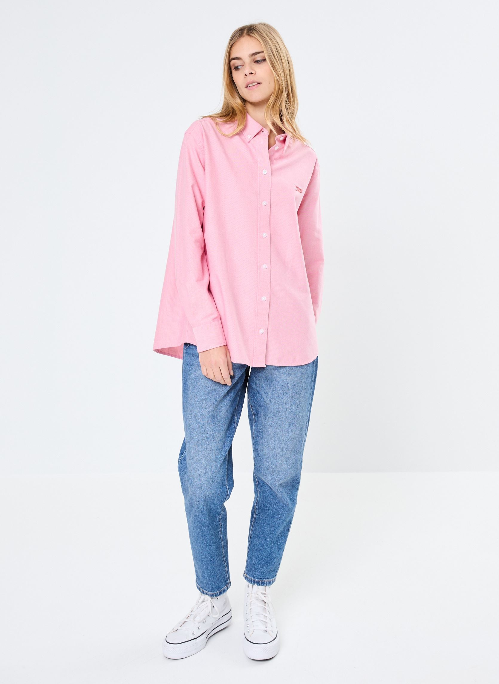 Blouses manches longues Tjw Rlx Script Oxfor DW0DW19358 femme rose Tommy Jeans Blouses manches longues Tjw Rlx Script Oxfor DW0DW19358 femme rose RED HOT