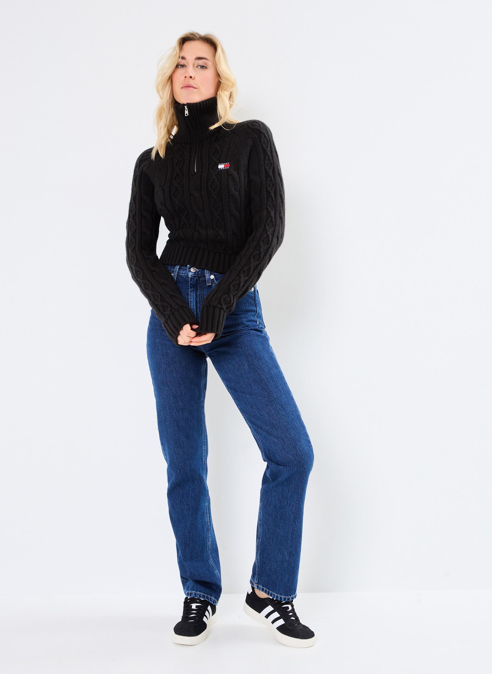 Pulls Tjw Reg 1/4 Zip Swea DW0DW20269 femme noir Tommy Jeans Pulls Tjw Reg 1/4 Zip Swea DW0DW20269 femme noir BLACK