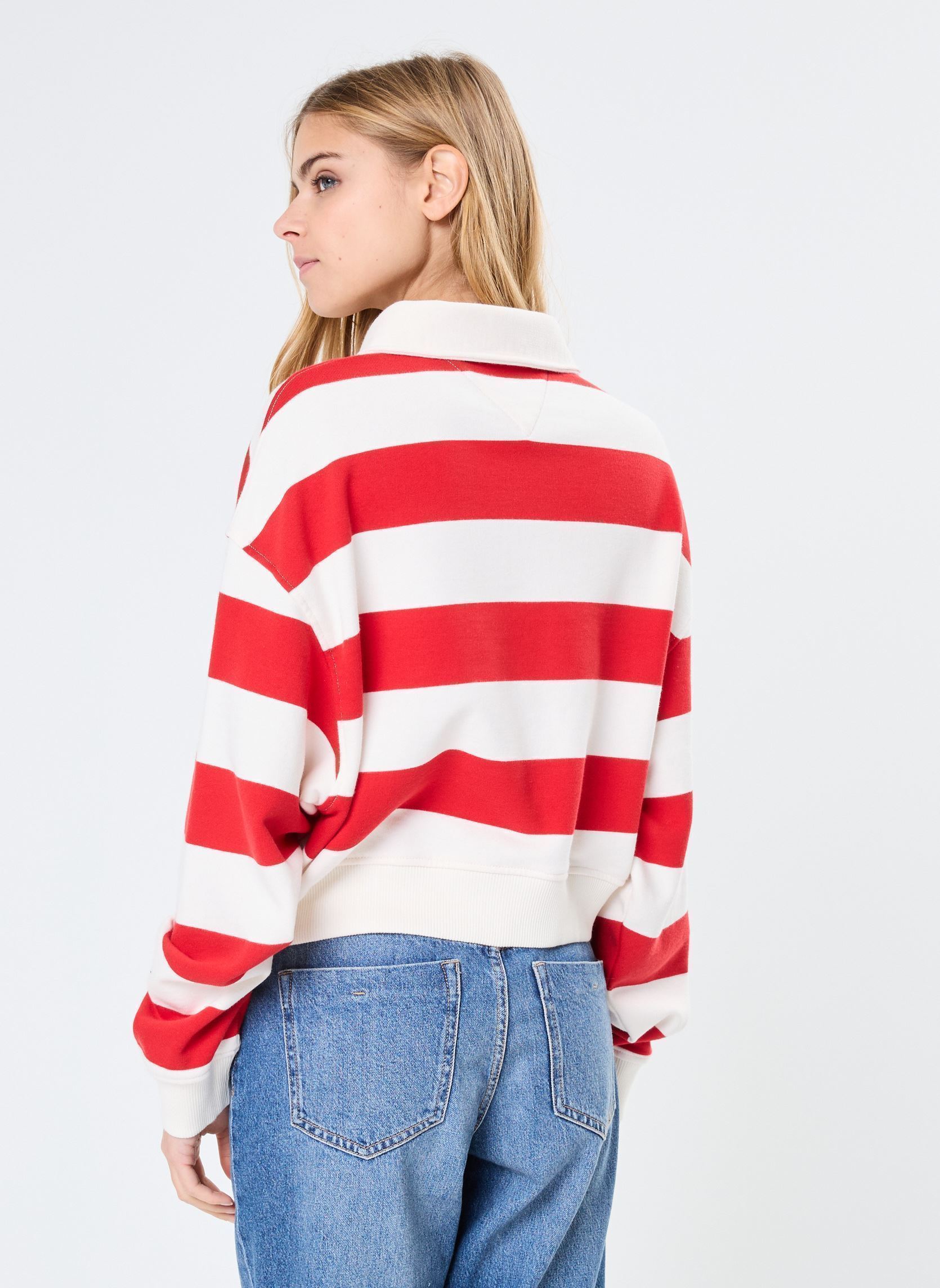 Sweater Tjw Boxy Badge Polo DW0DW19409 dames meerkleurig Tommy Jeans Sweater Tjw Boxy Badge Polo DW0DW19409 dames meerkleurig ANCIENT WHITE/RED STRIPE