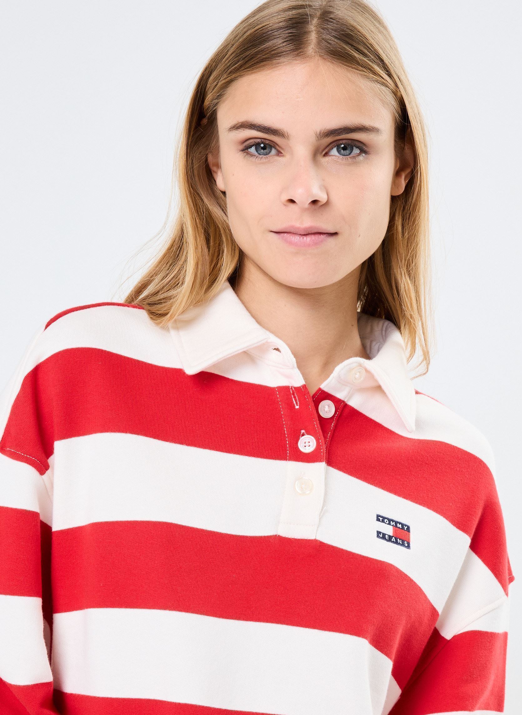 Sweater Tjw Boxy Badge Polo DW0DW19409 dames meerkleurig Tommy Jeans Sweater Tjw Boxy Badge Polo DW0DW19409 dames meerkleurig ANCIENT WHITE/RED STRIPE
