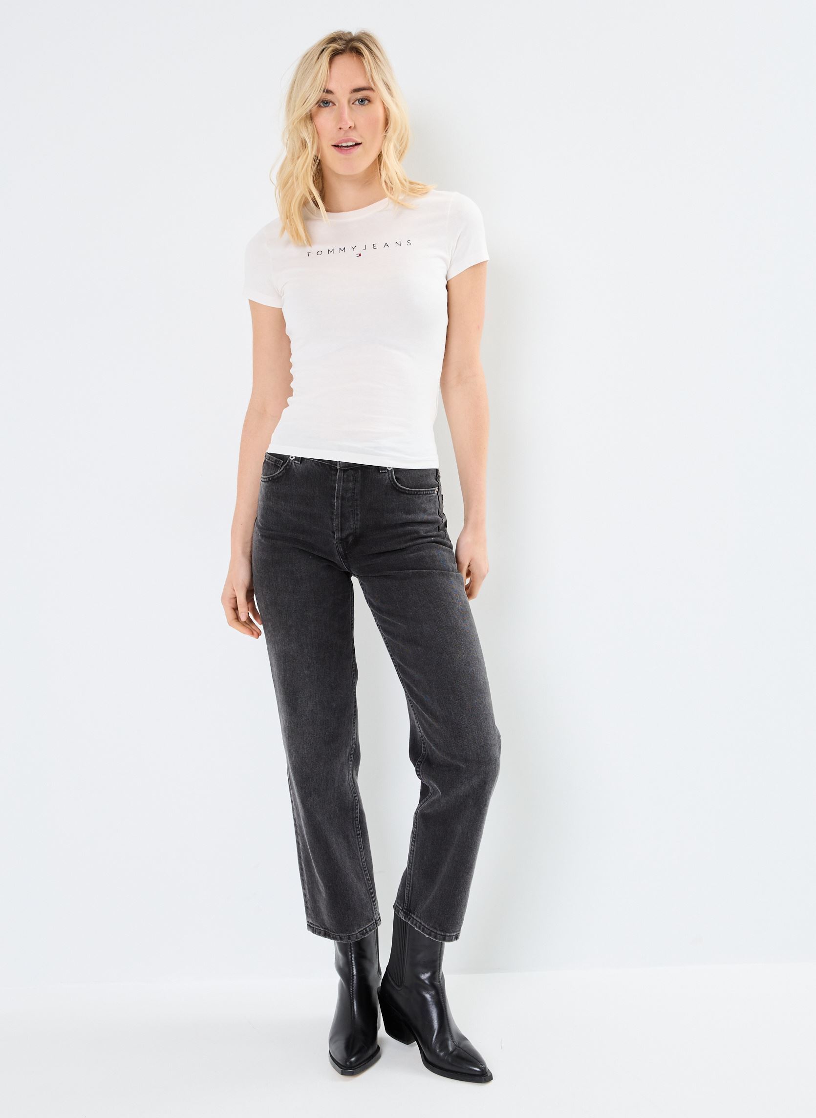 Tee-shirts manches courtes Tjw Slim Linear Tee DW0DW18398 femme blanc Tommy Jeans Tee-shirts manches courtes Tjw Slim Linear Tee DW0DW18398 femme blanc ANCIENT WHITE