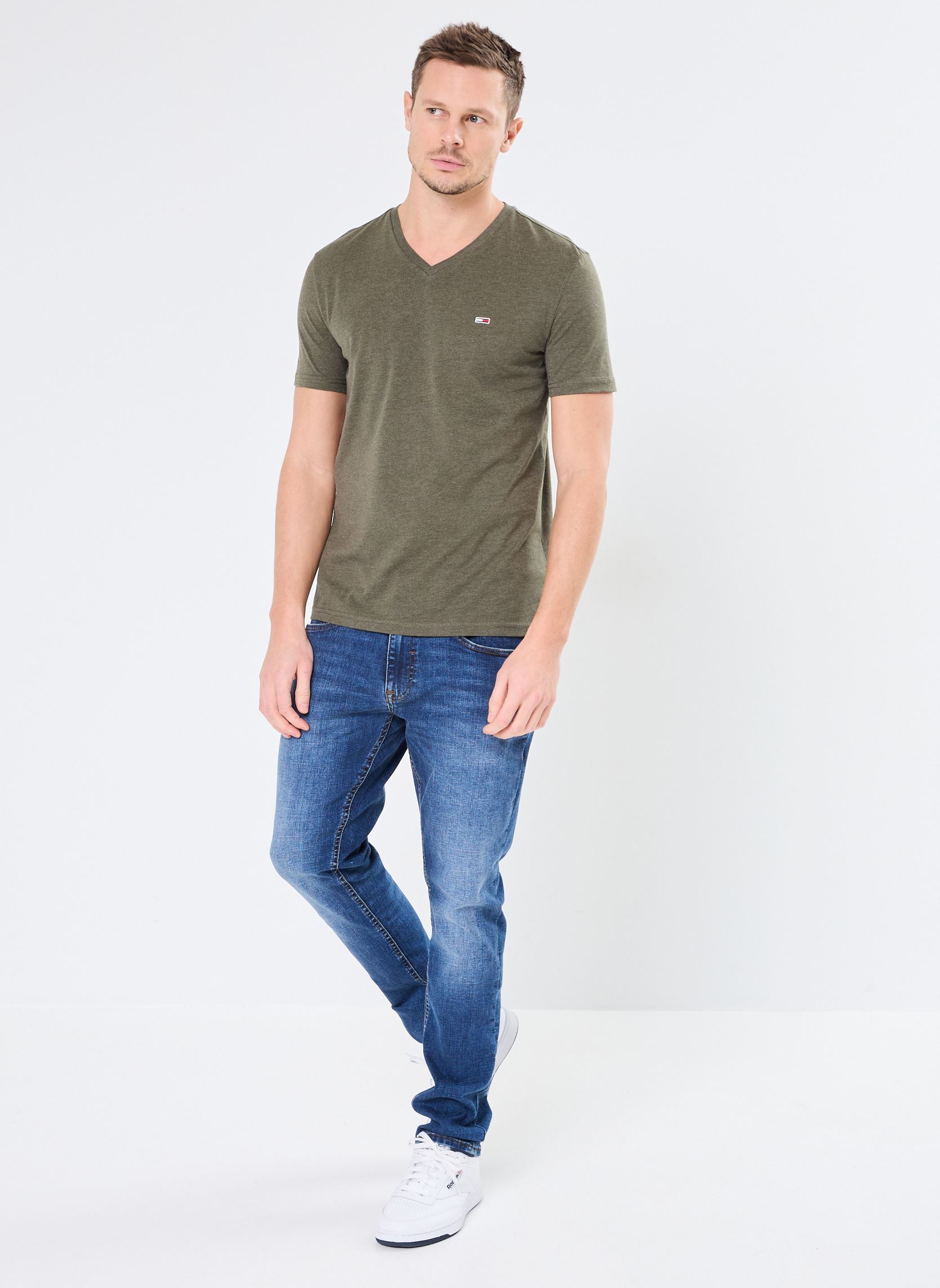 Tee-shirts manches courtes Tjm Xslim Jaspe Vnec DM0DM20364 homme vert Tommy Jeans Tee-shirts manches courtes Tjm Xslim Jaspe Vnec DM0DM20364 homme vert FATIGUE GREEN HEATHER