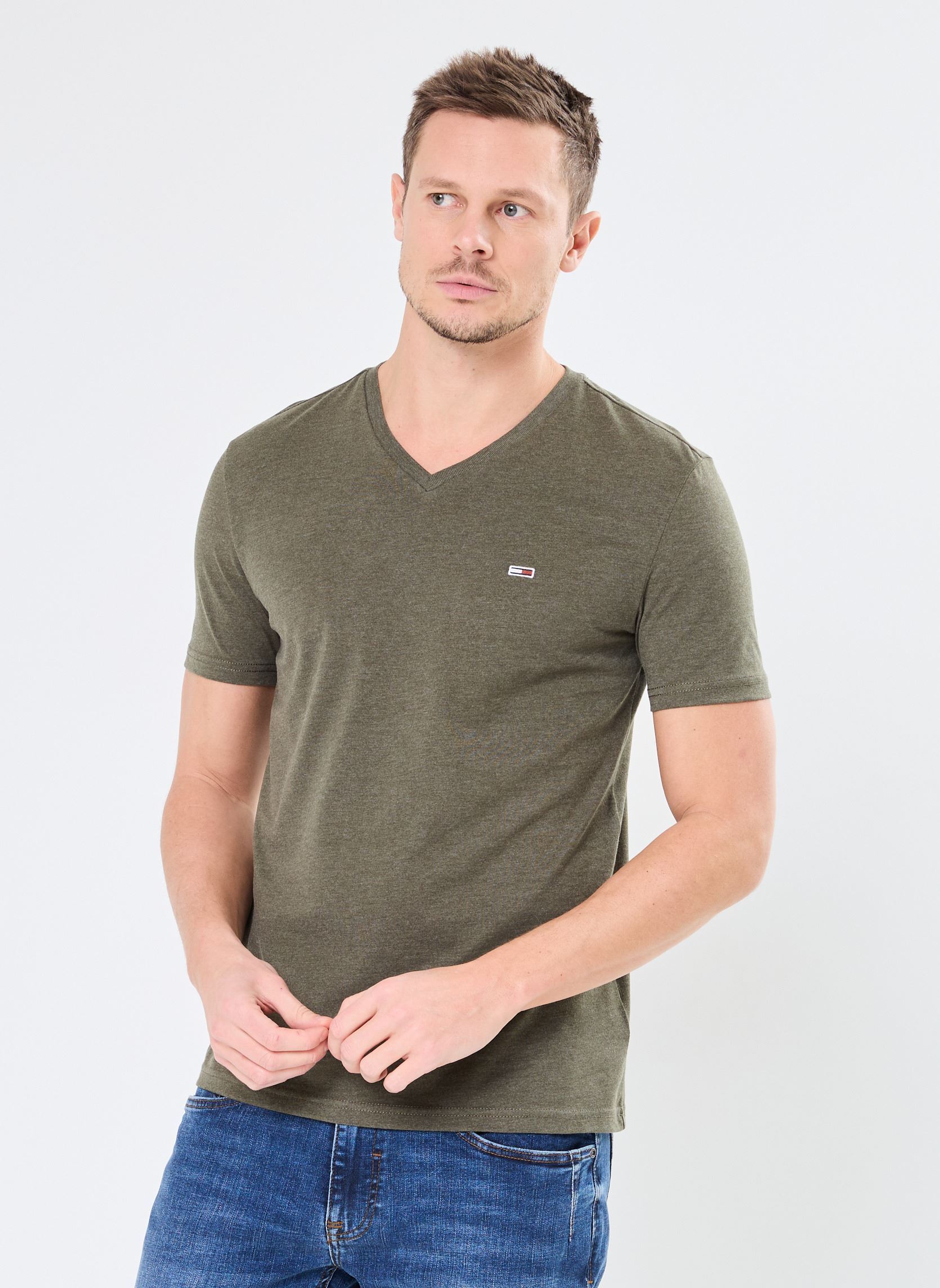 Tee-shirts manches courtes Tjm Xslim Jaspe Vnec DM0DM20364 homme vert Tommy Jeans Tee-shirts manches courtes Tjm Xslim Jaspe Vnec DM0DM20364 homme vert FATIGUE GREEN HEATHER