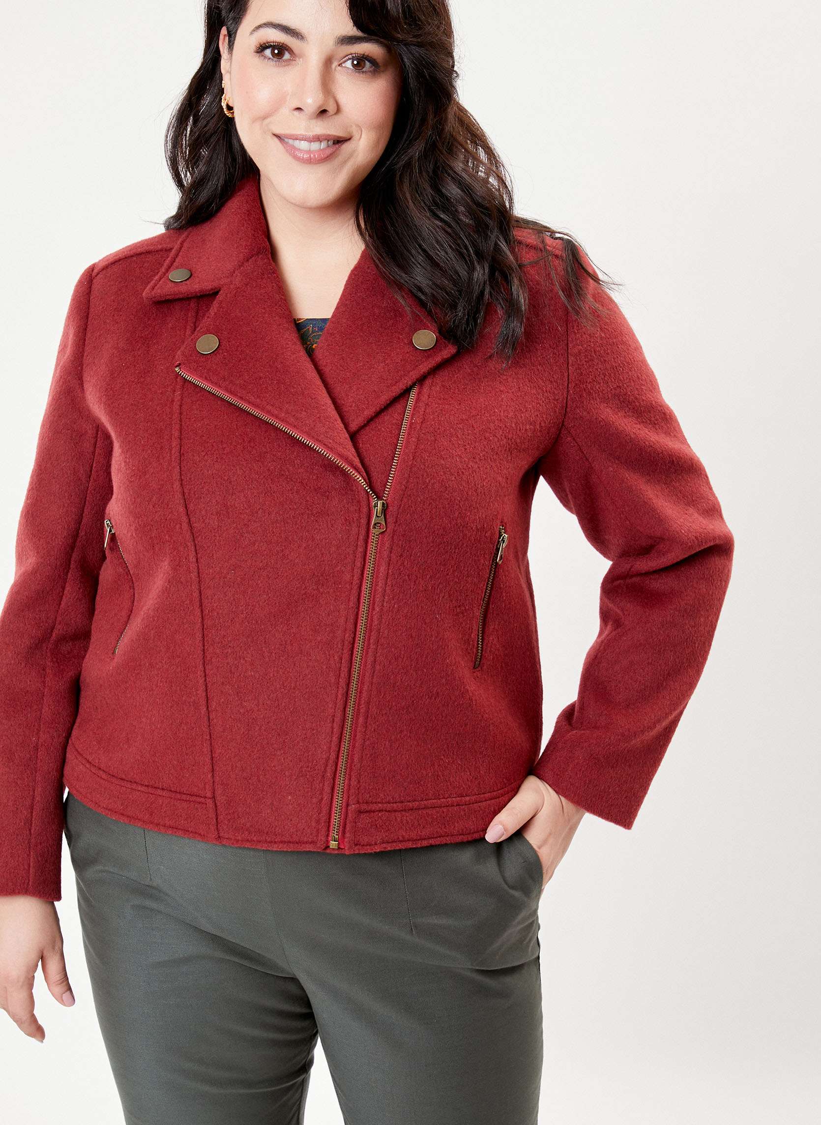 Tailleur jupe et veste 1940 en lainage à carreaux rouge et bleu - Chez