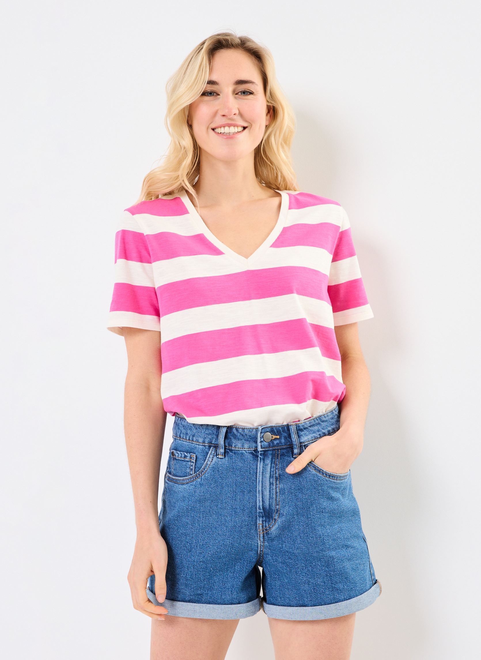 Tee-shirts manches courtes T-SHIRT MARIN femme rose Georgia Rose Tee-shirts manches courtes T-SHIRT MARIN femme rose RASPBERRY WINE