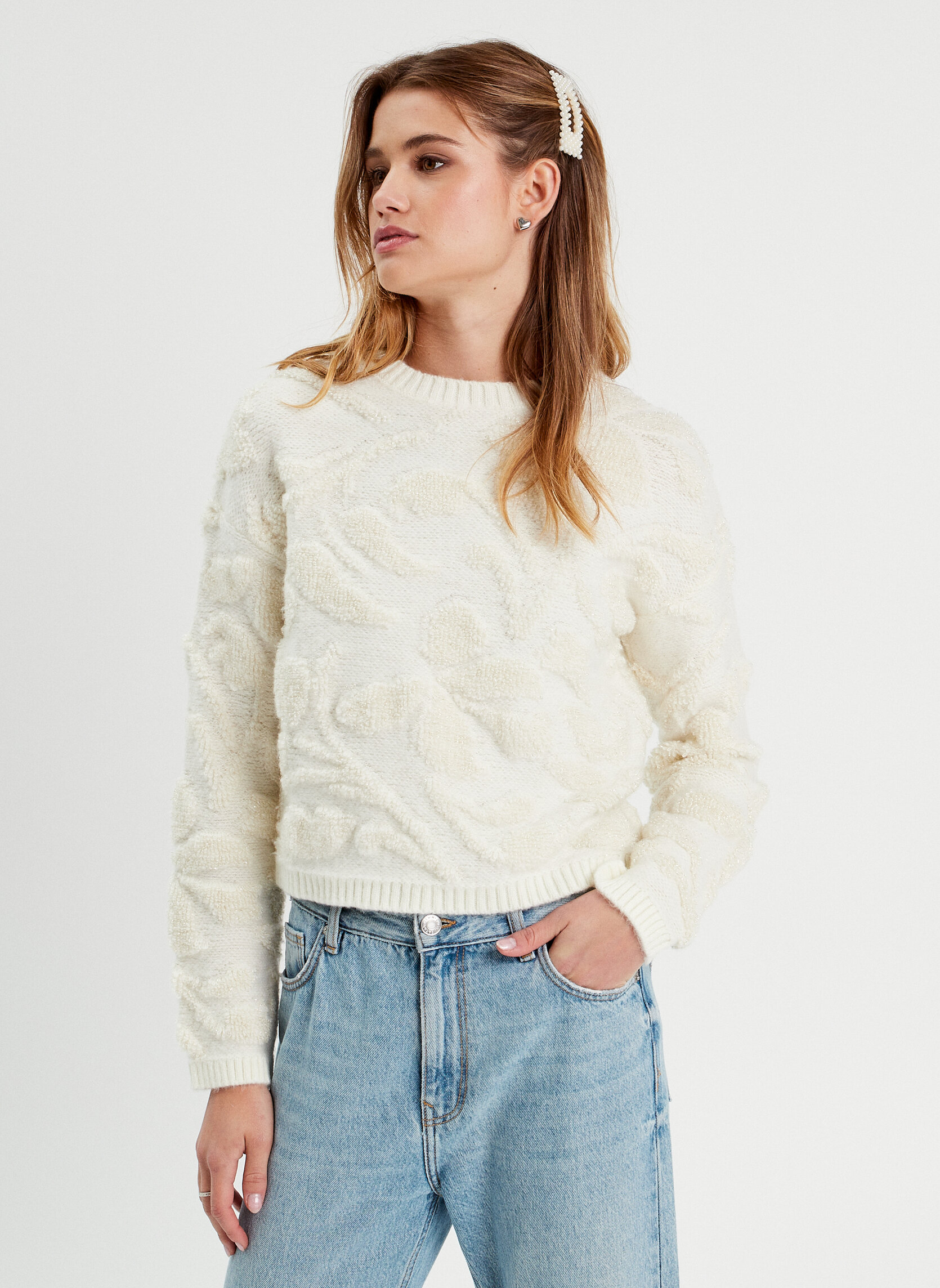 Pulls FORETFLEUR2 femme blanc Cache Cache Pulls FORETFLEUR2 femme blanc Blanc
