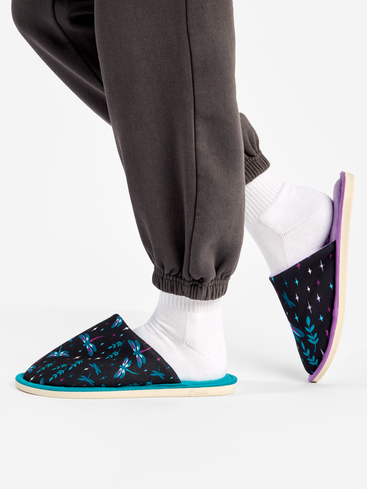 Chaussons Pantoufles Libellules dans la Nuit femme noir Dedoles Chaussons Pantoufles Libellules dans la Nuit femme noir Noir